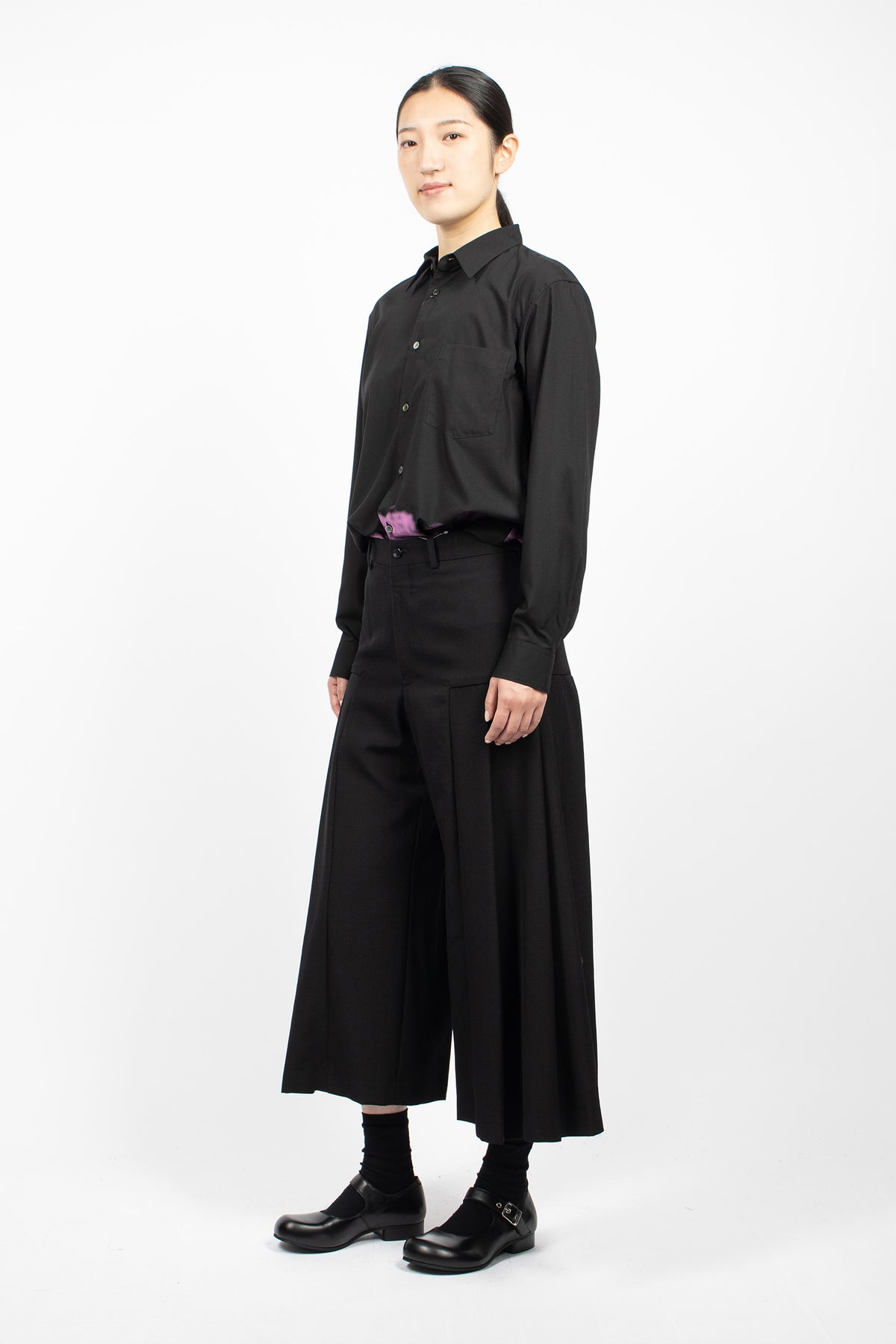Pleated Wide Leg Pants Black