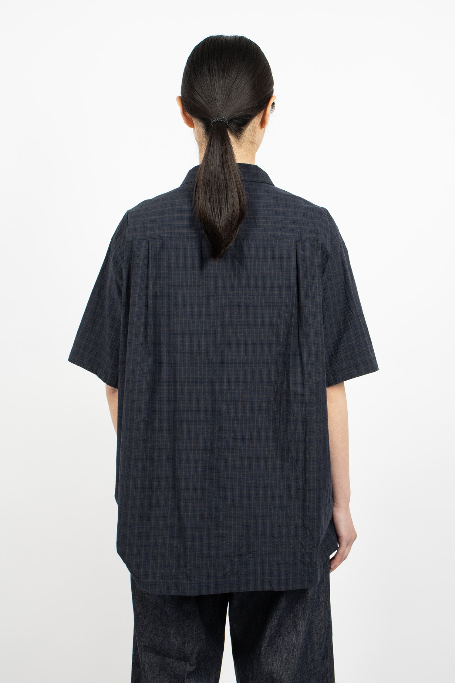 S/S Frill Shirt Navy