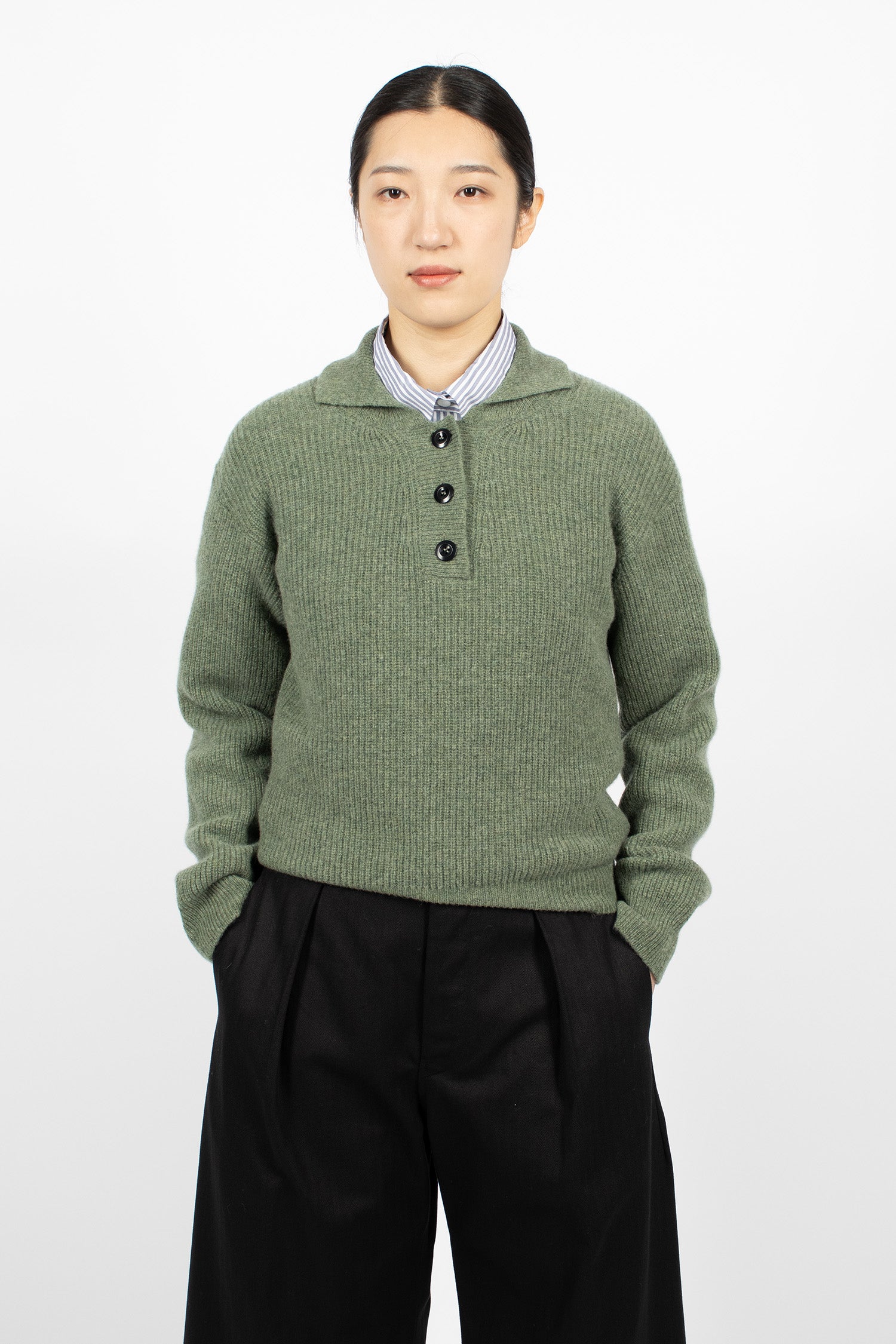 3 Button Polo Sage