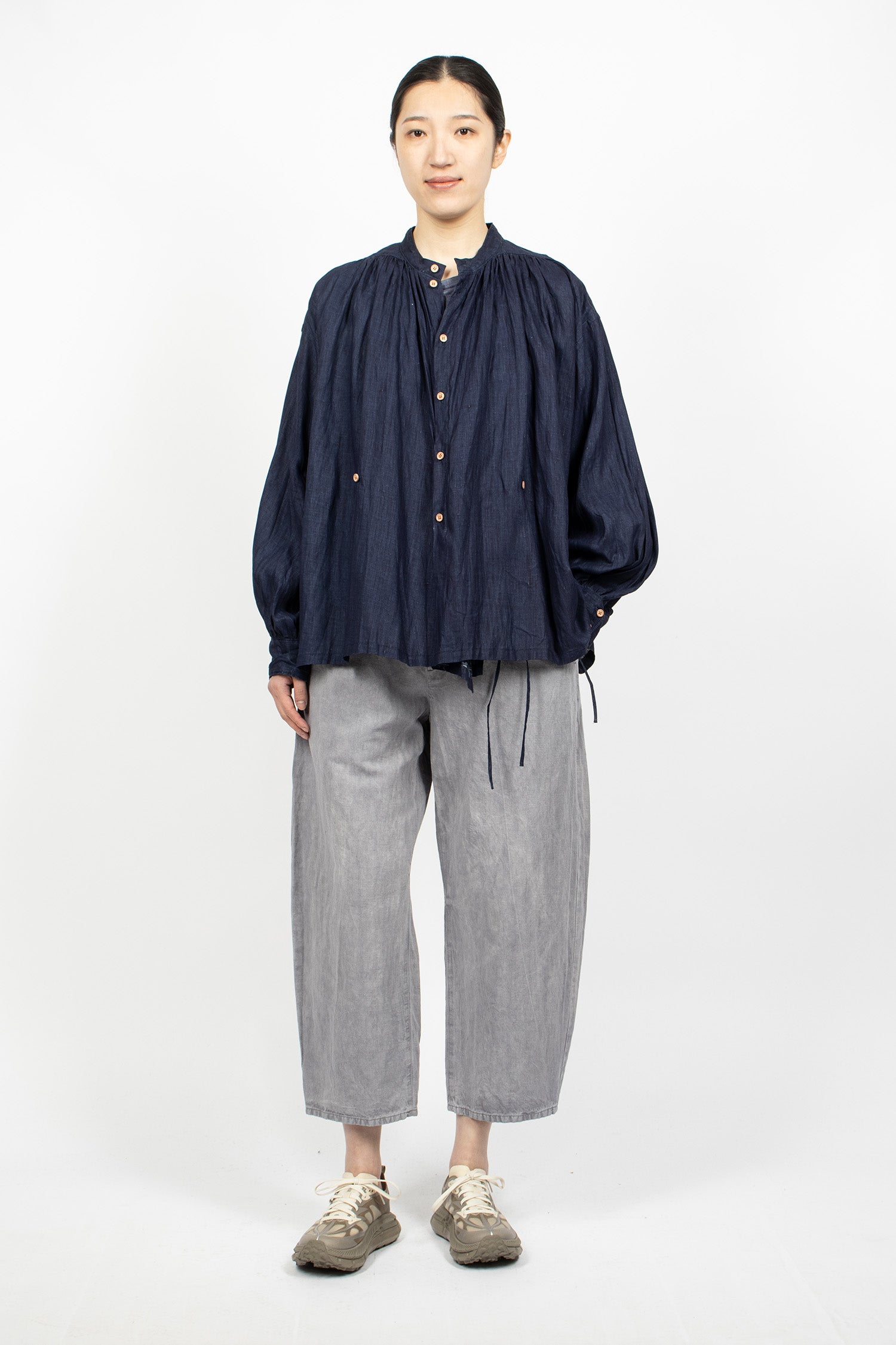 Linen 2-Way Blouse Indigo