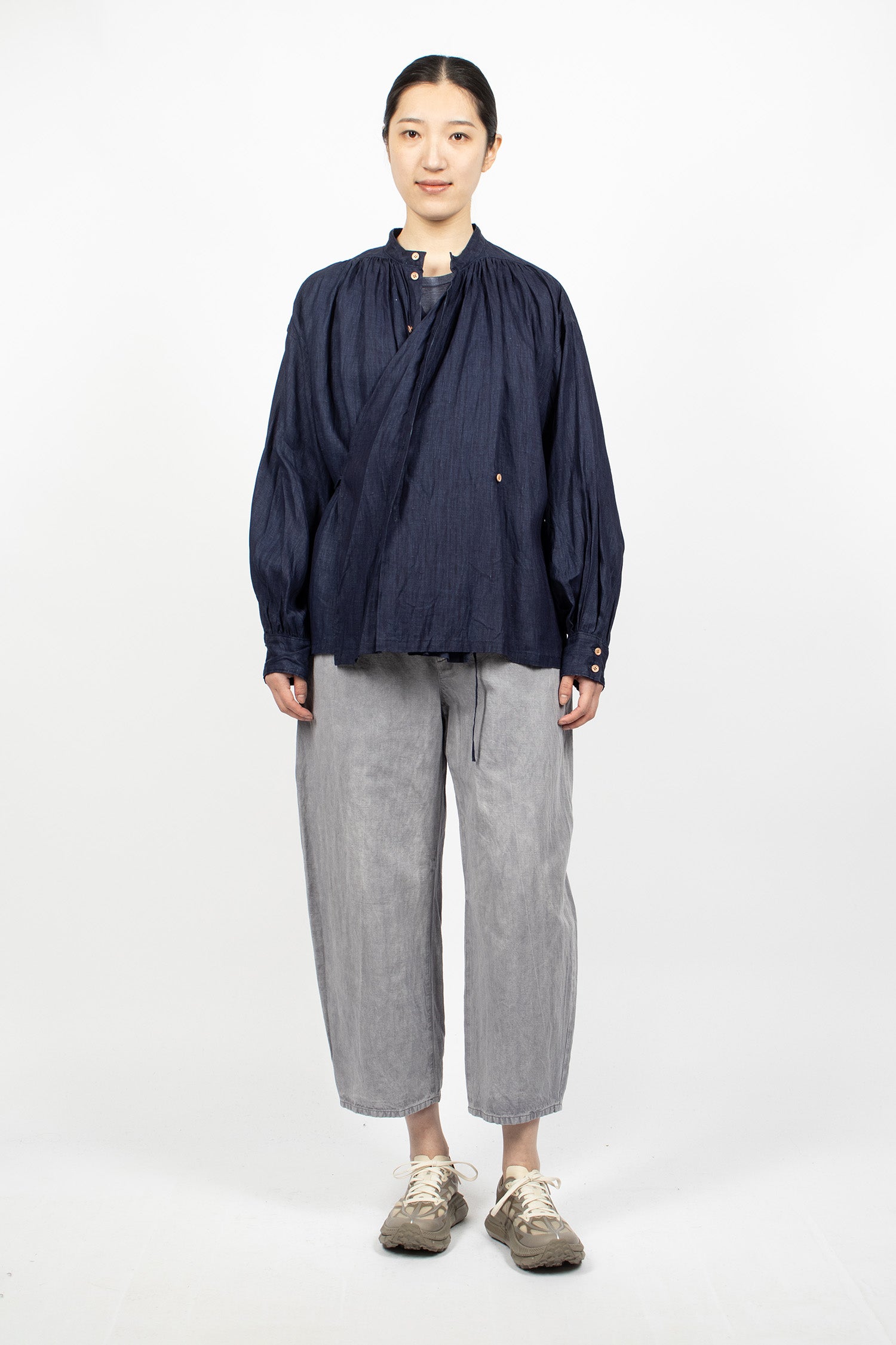 Linen 2-Way Blouse Indigo