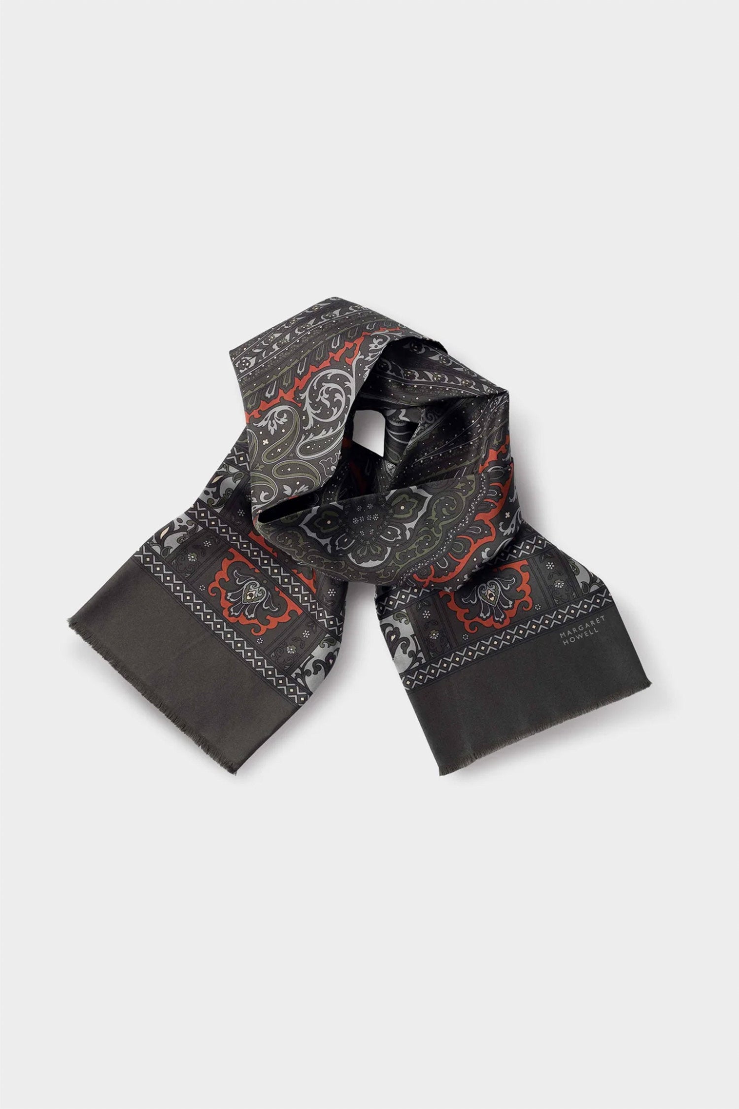 Paisley Silk Scarf Soft Blue/Burnt Orange