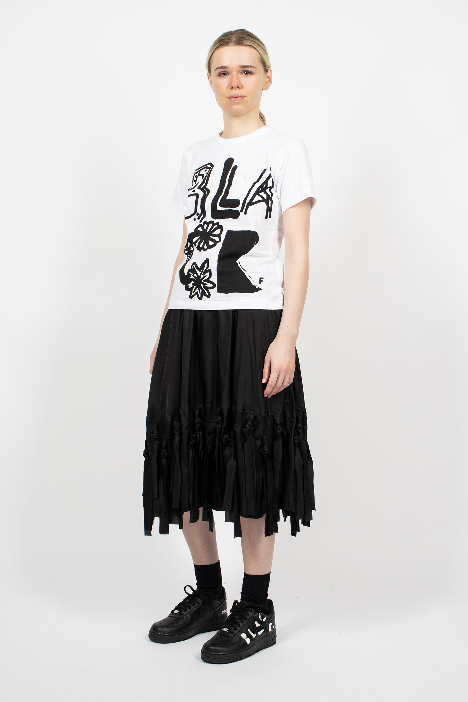 Tassel Satin Skirt Black