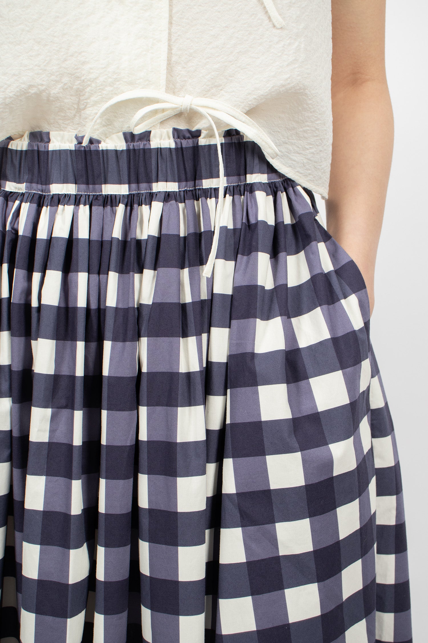 Wide Skirt Navy Check