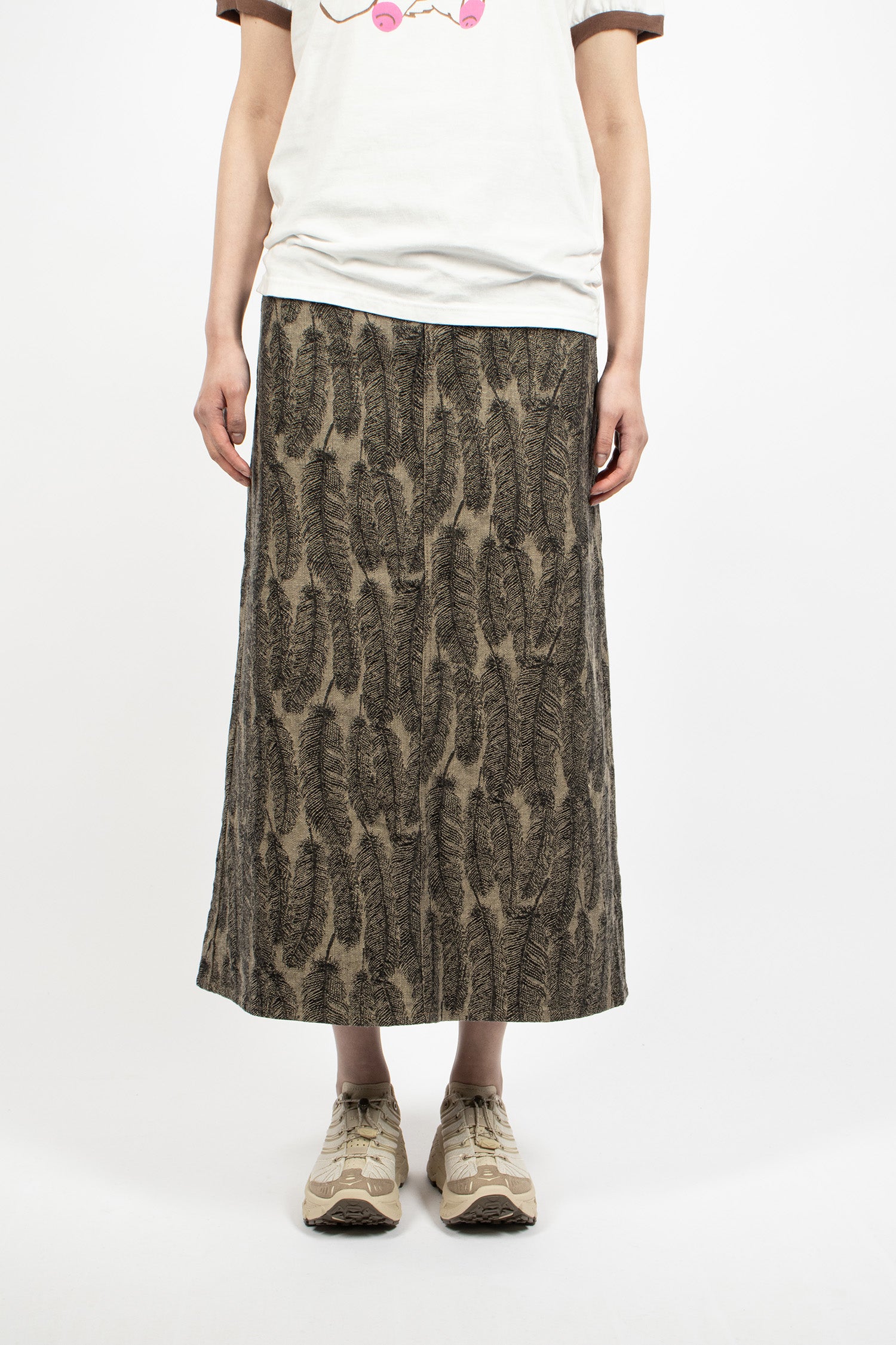 12oz Magpie Denim Maxi Skirt Black/Beige