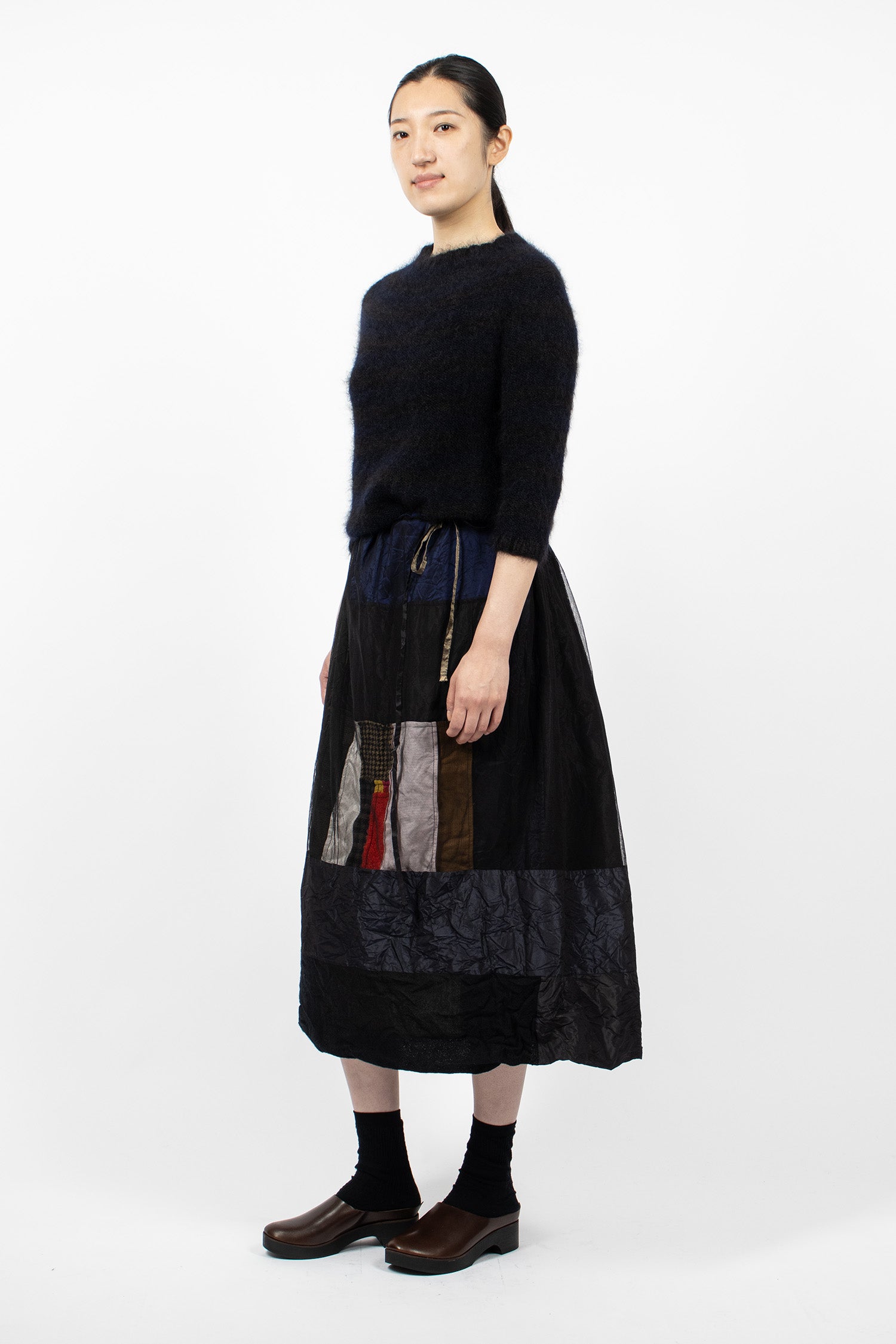 Reversible Taffeta Silk Skirt Colour Mix/Black