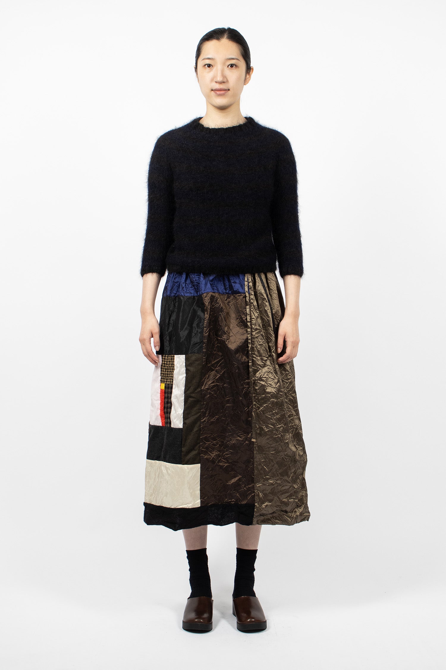 Reversible Taffeta Silk Skirt Colour Mix/Black