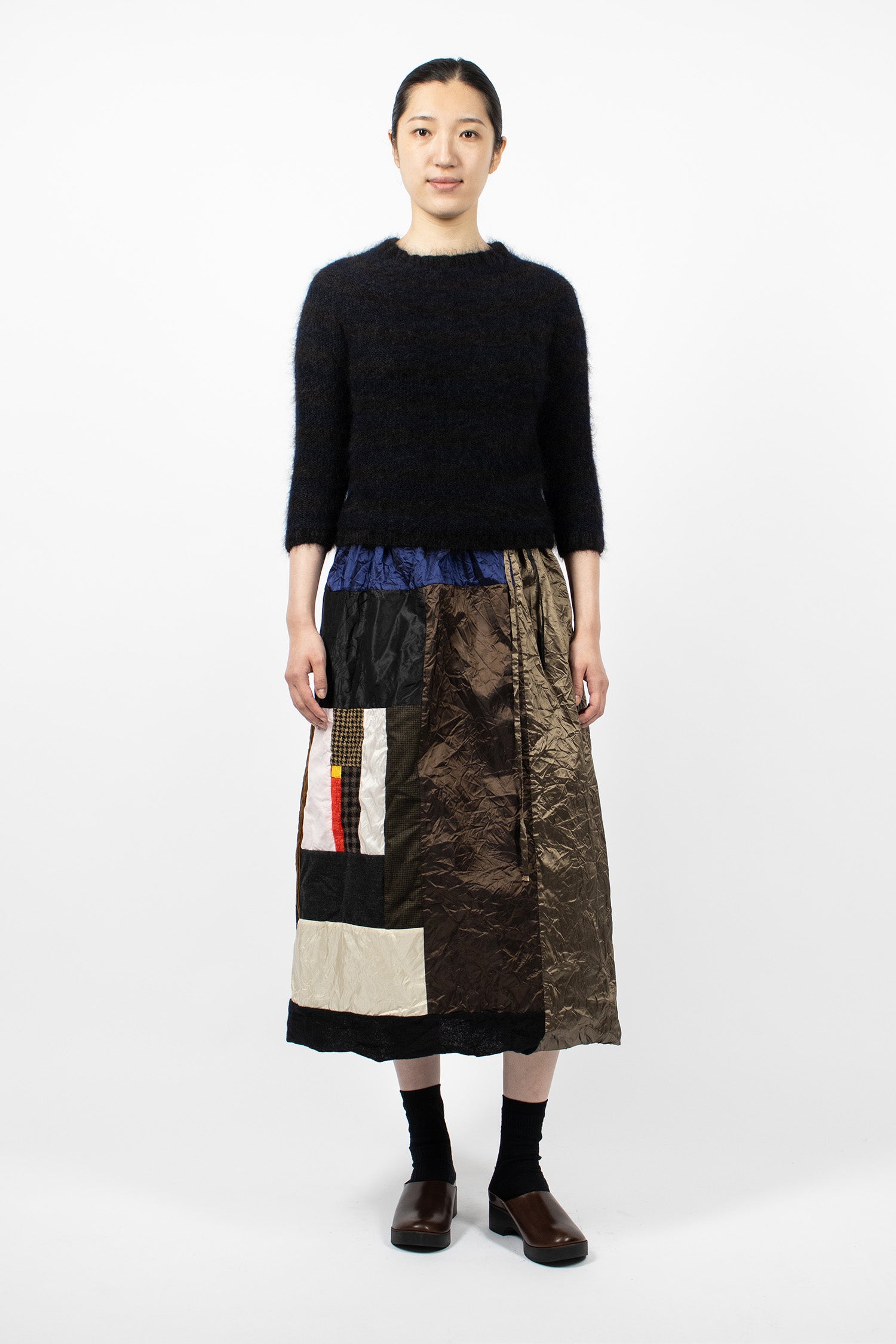 Reversible Taffeta Silk Skirt Colour Mix/Black