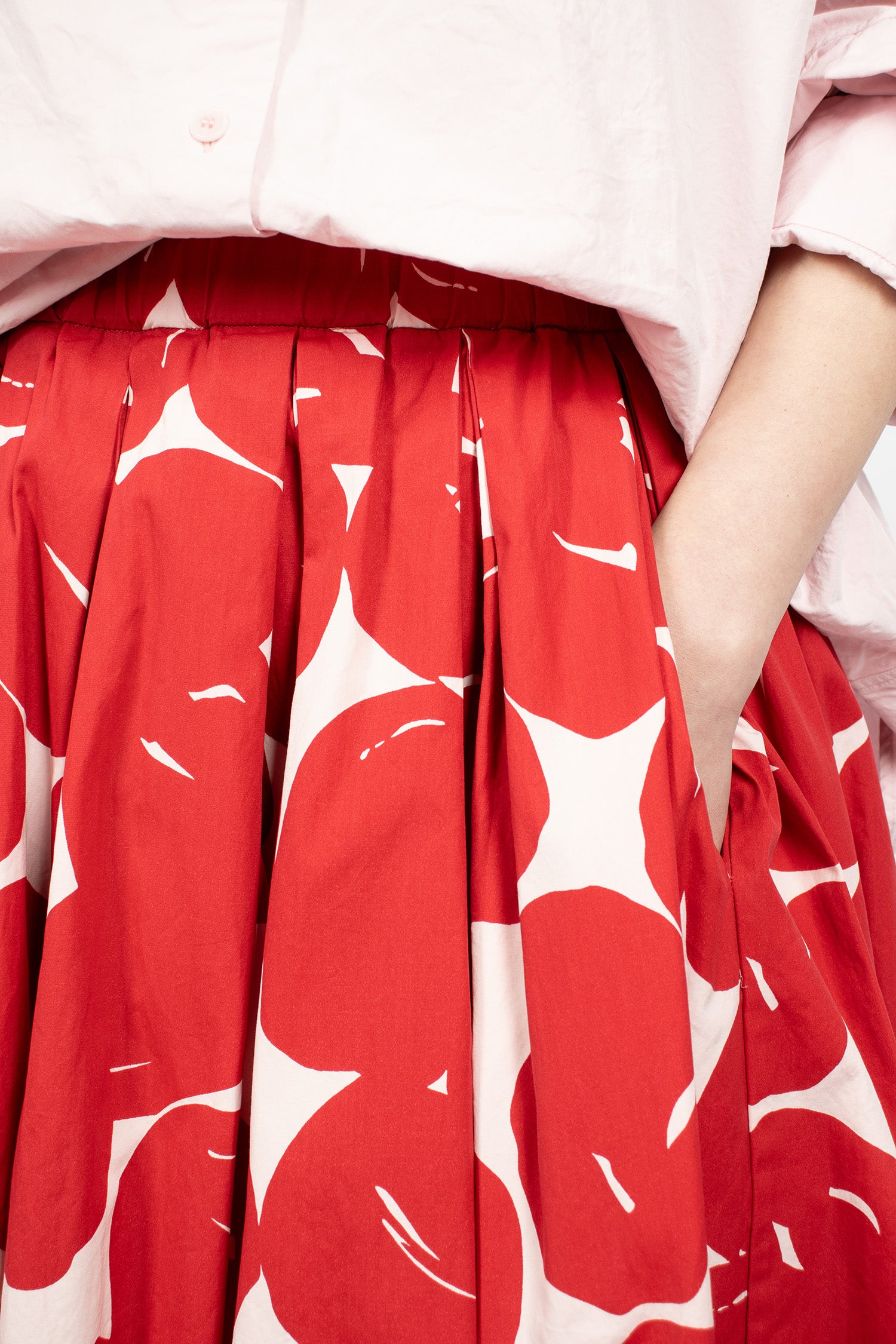 Double Rideaux Skirt Red Print