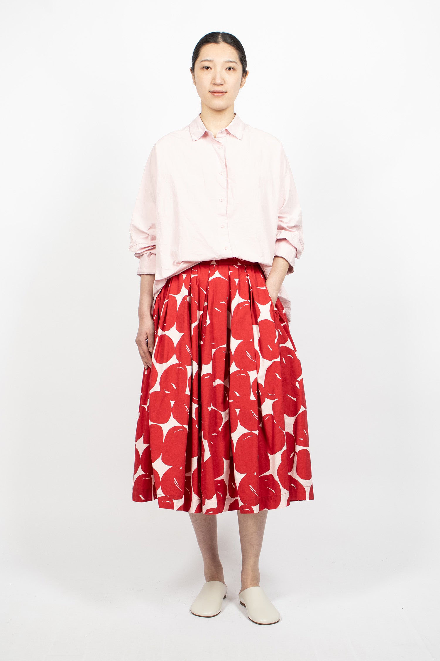 Double Rideaux Skirt Red Print
