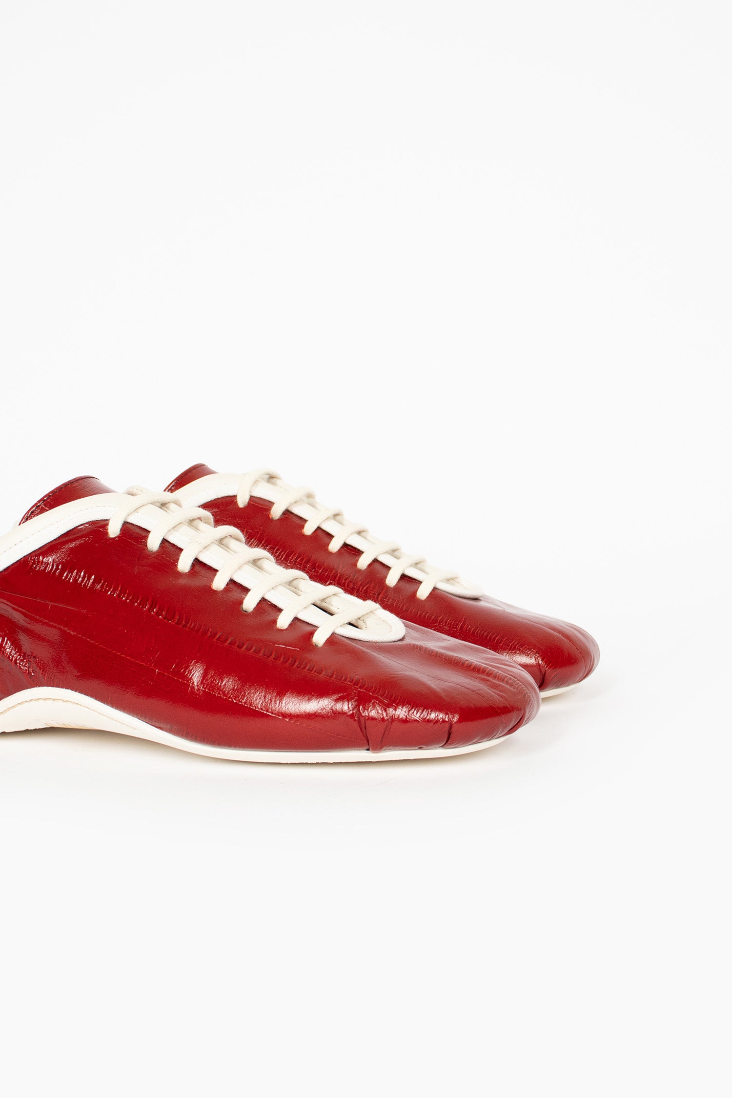 Leather Ballerina Sneakers Red