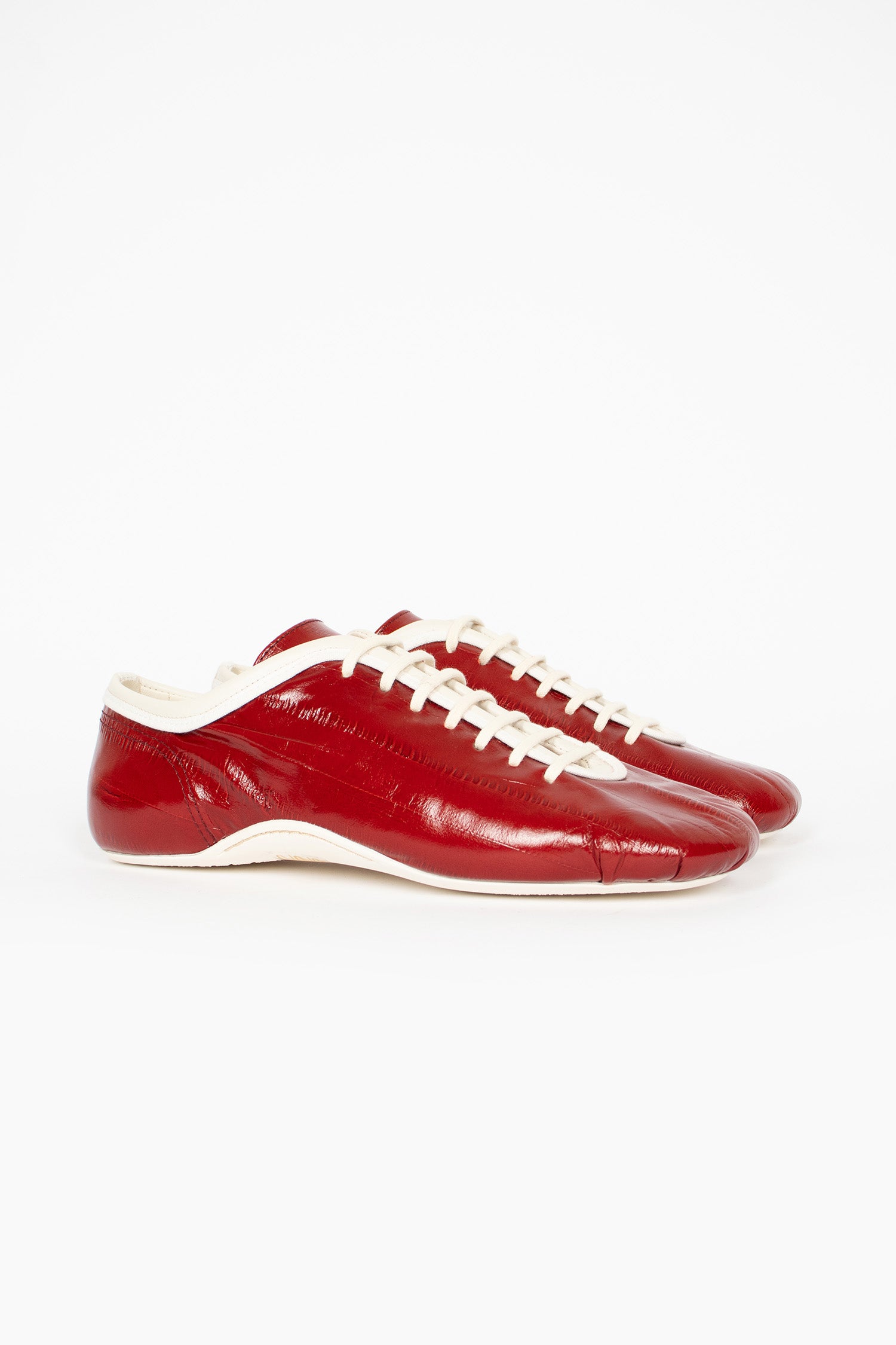 Leather Ballerina Sneakers Red
