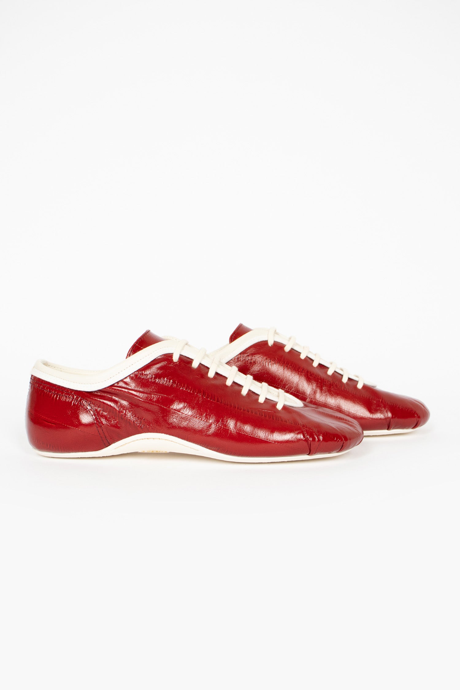 Leather Ballerina Sneakers Red