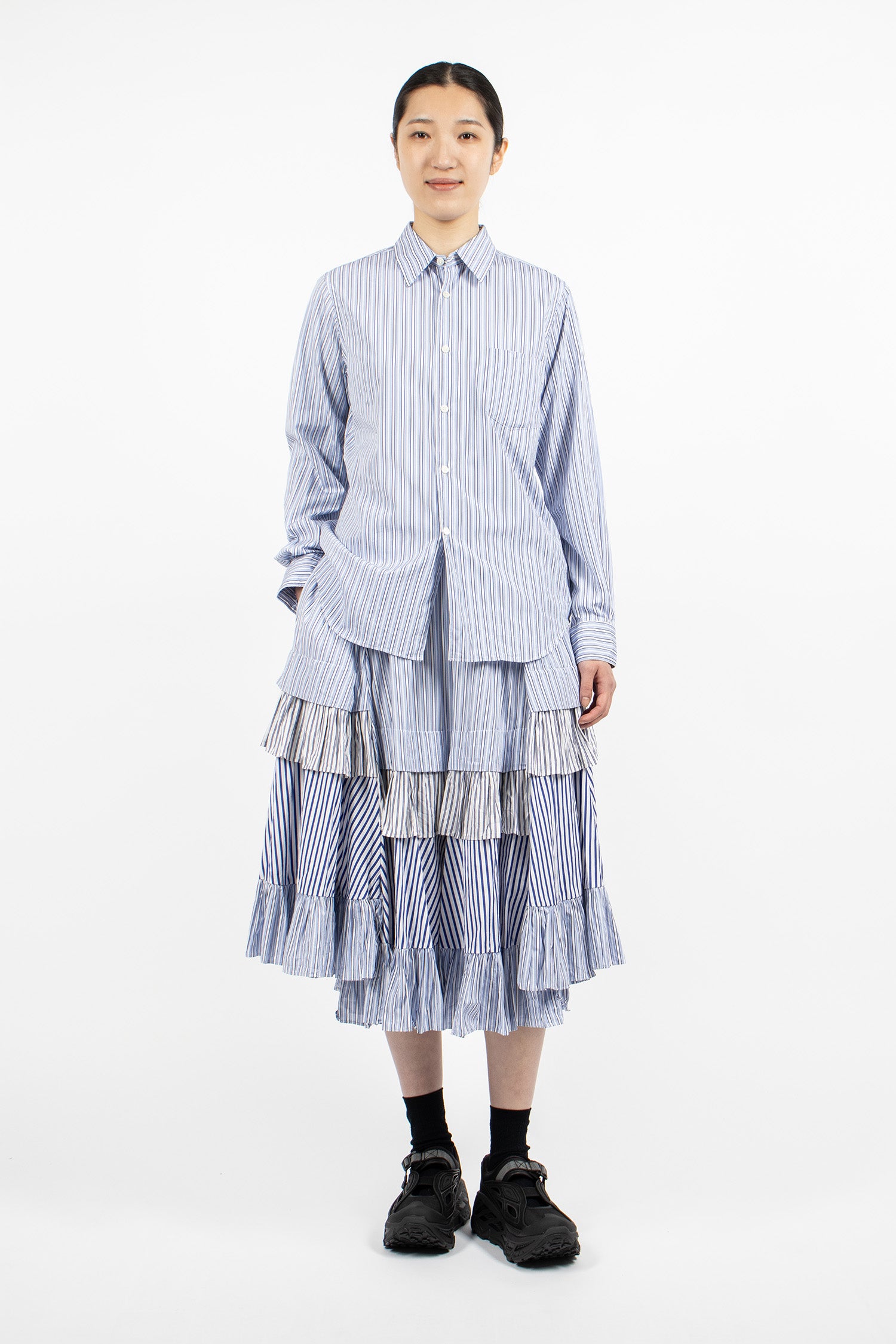 Stripe Blouse Sax/White/Navy