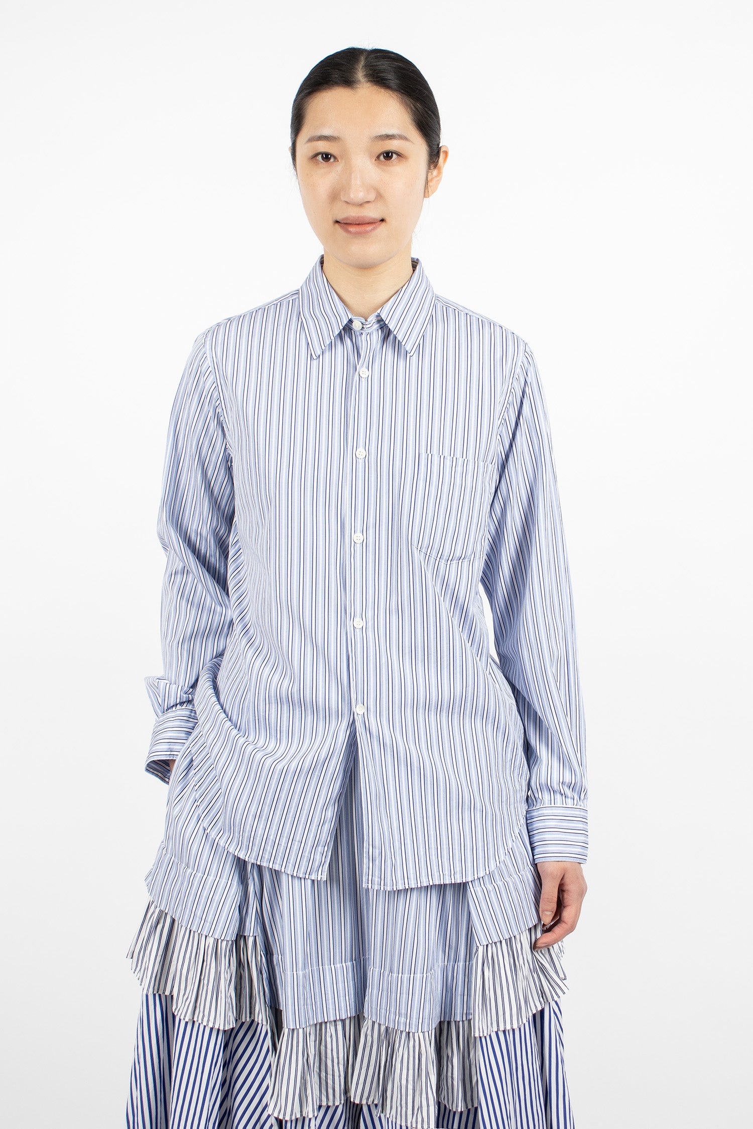 Stripe Blouse Sax/White/Navy