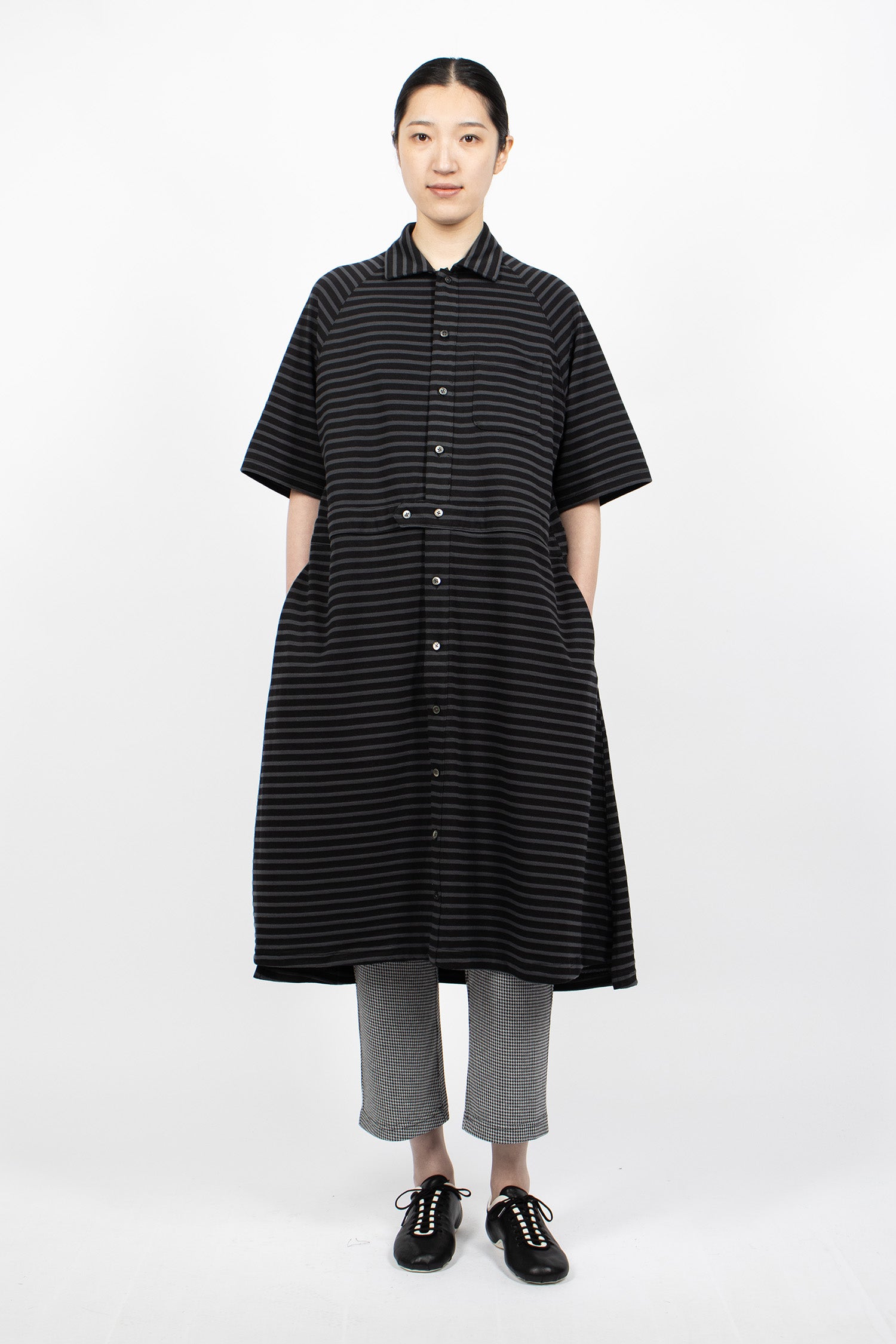 Polo Long Jersey Dress Charcoal/Black Stripe