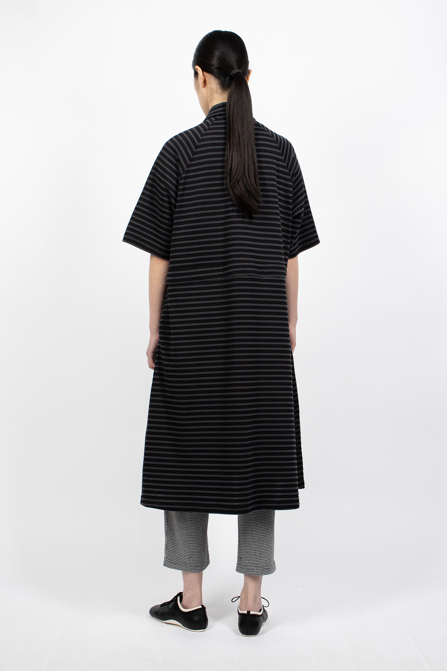 Polo Long Jersey Dress Charcoal/Black Stripe
