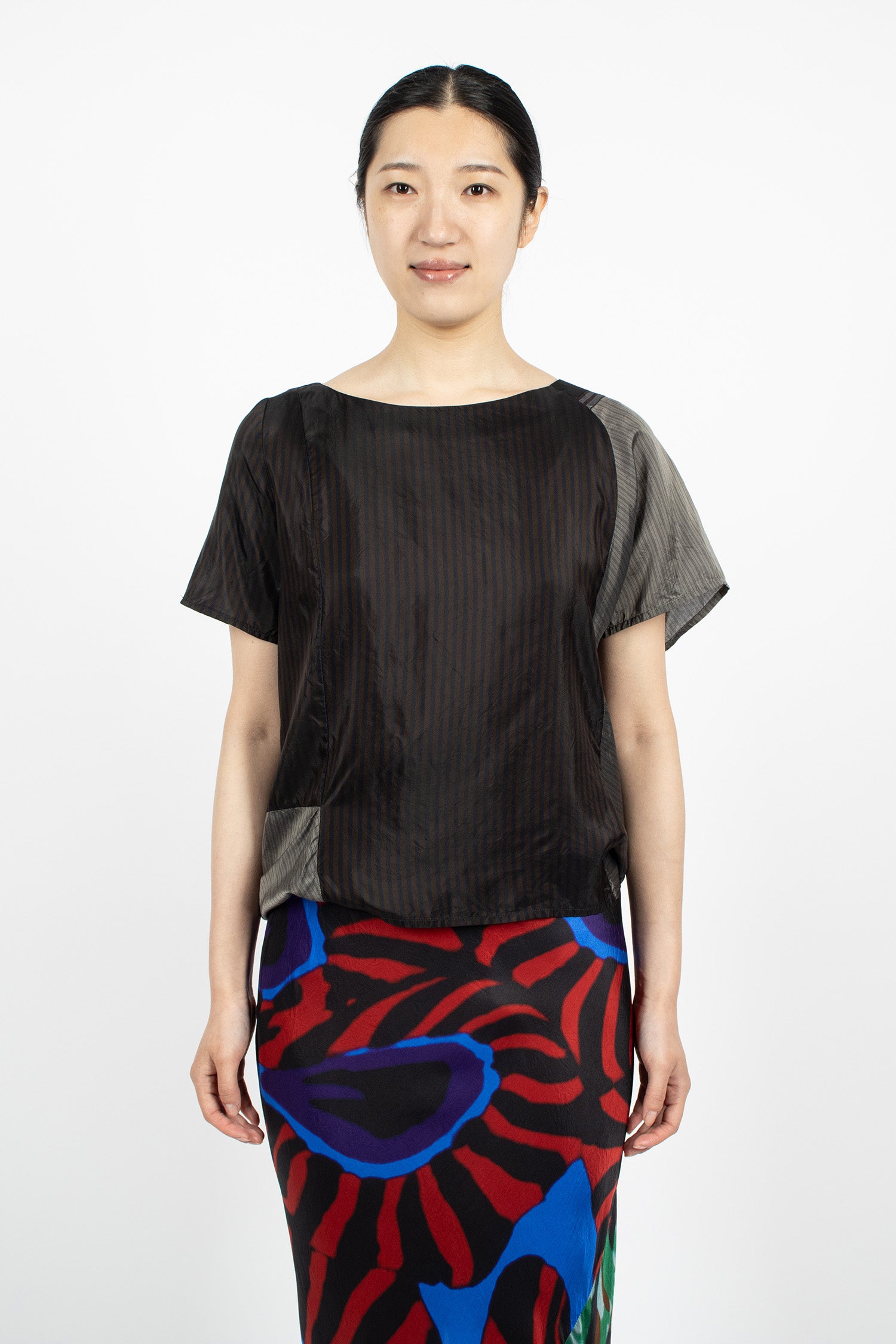 Draped Asymmetrical Top Dark Brown
