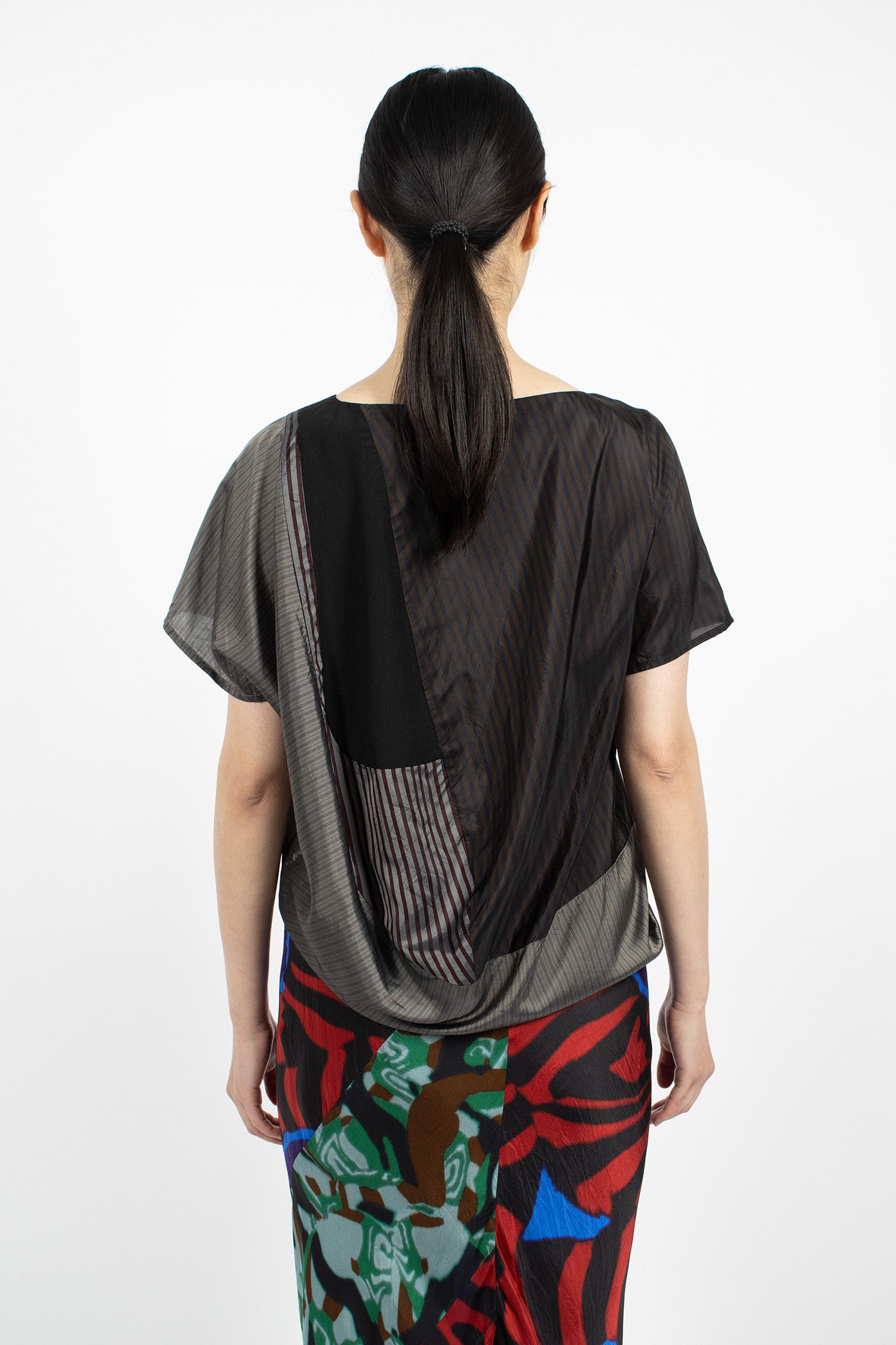 Draped Asymmetrical Top Dark Brown