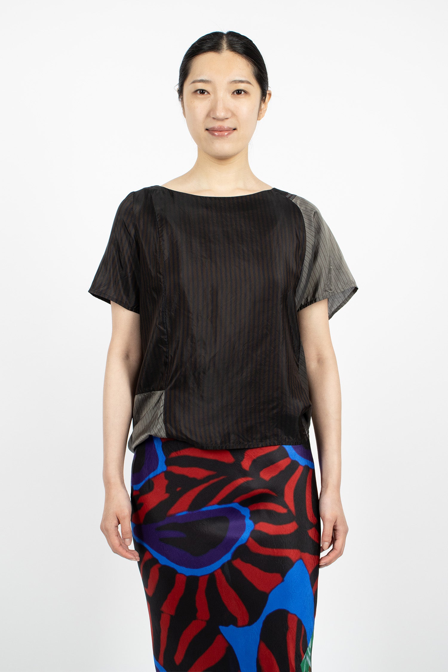Draped Asymmetrical Top Dark Brown