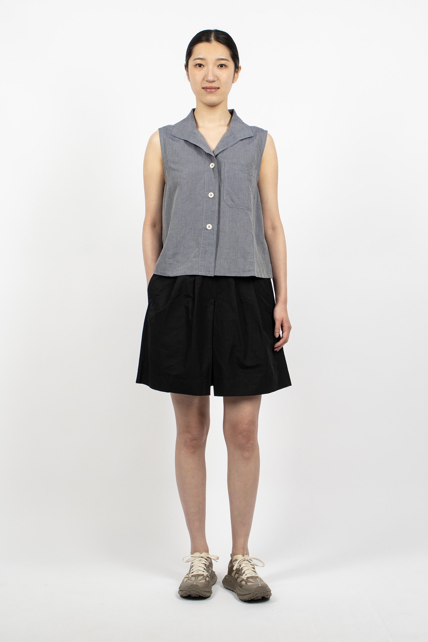 Pleated Shorts Black