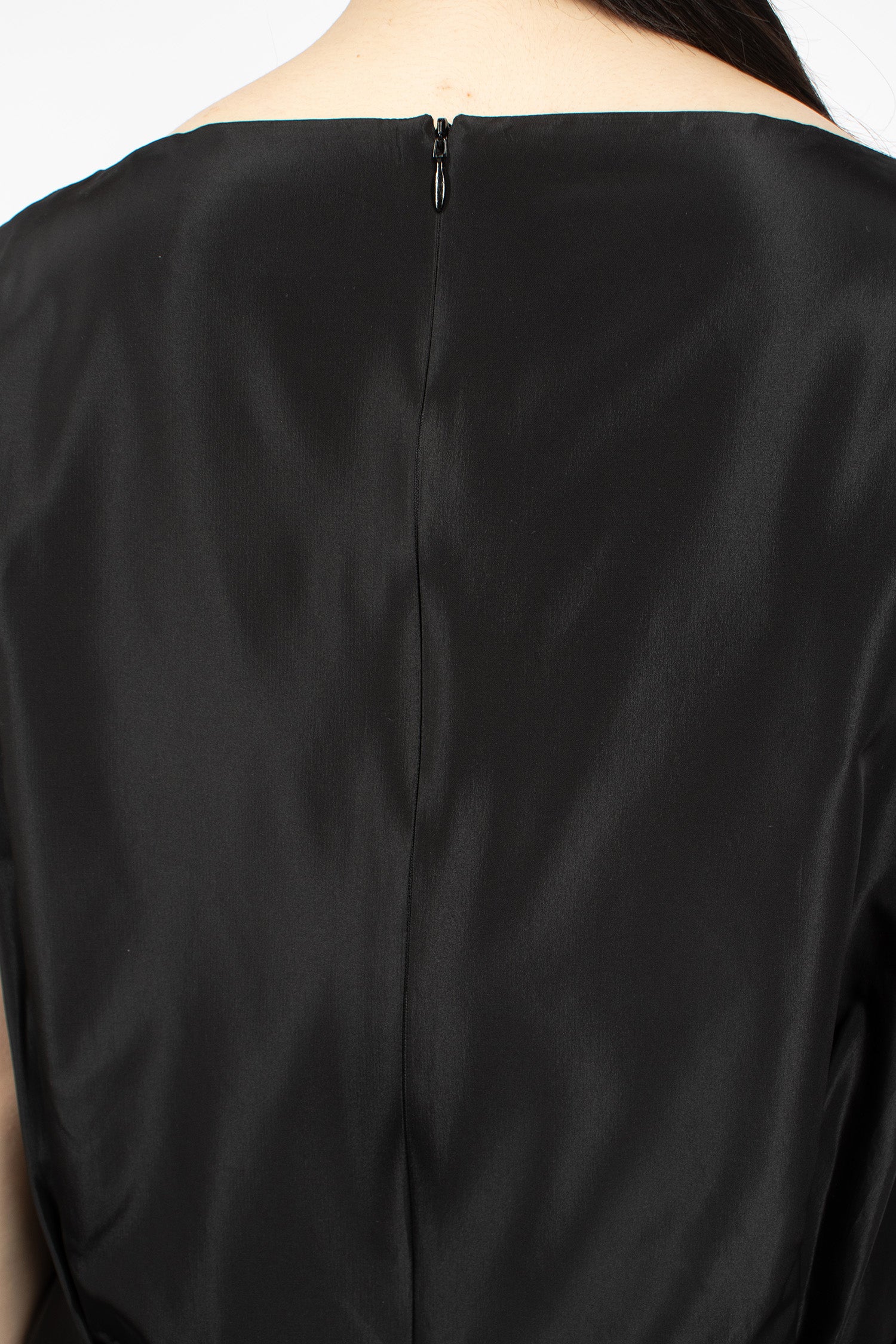 Boxy Peplum Bow Detail Top Black