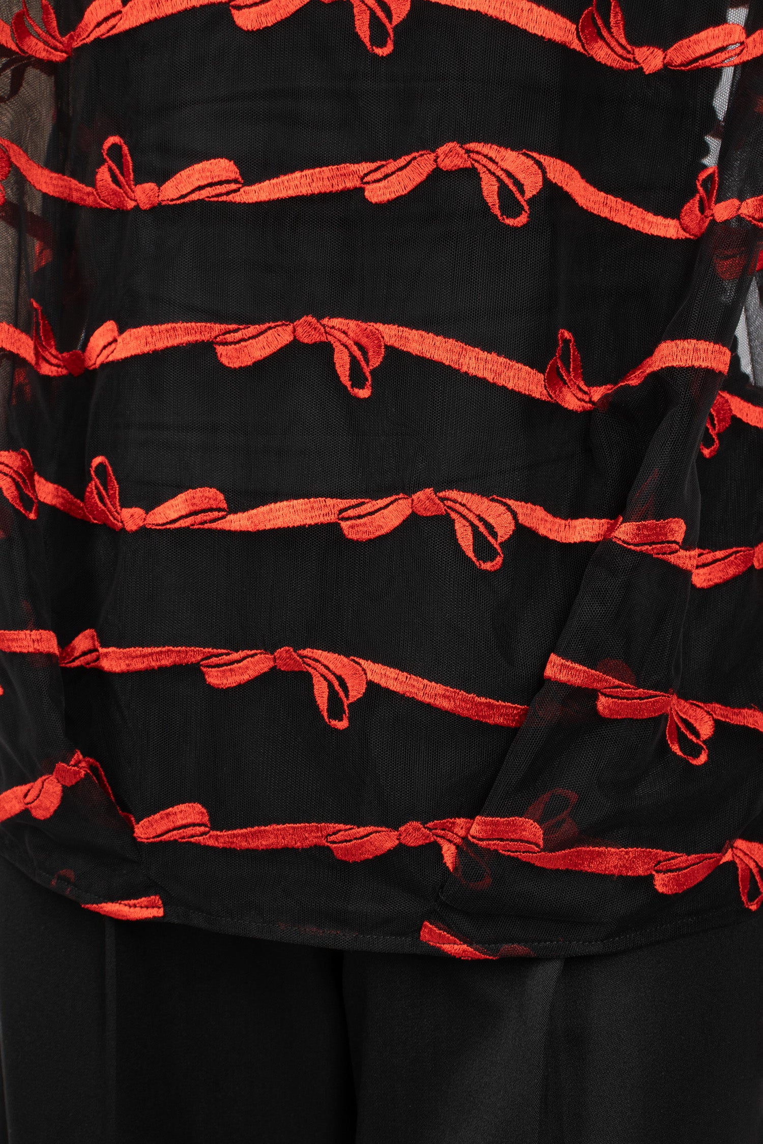 Boxy Smock Top Black/Red