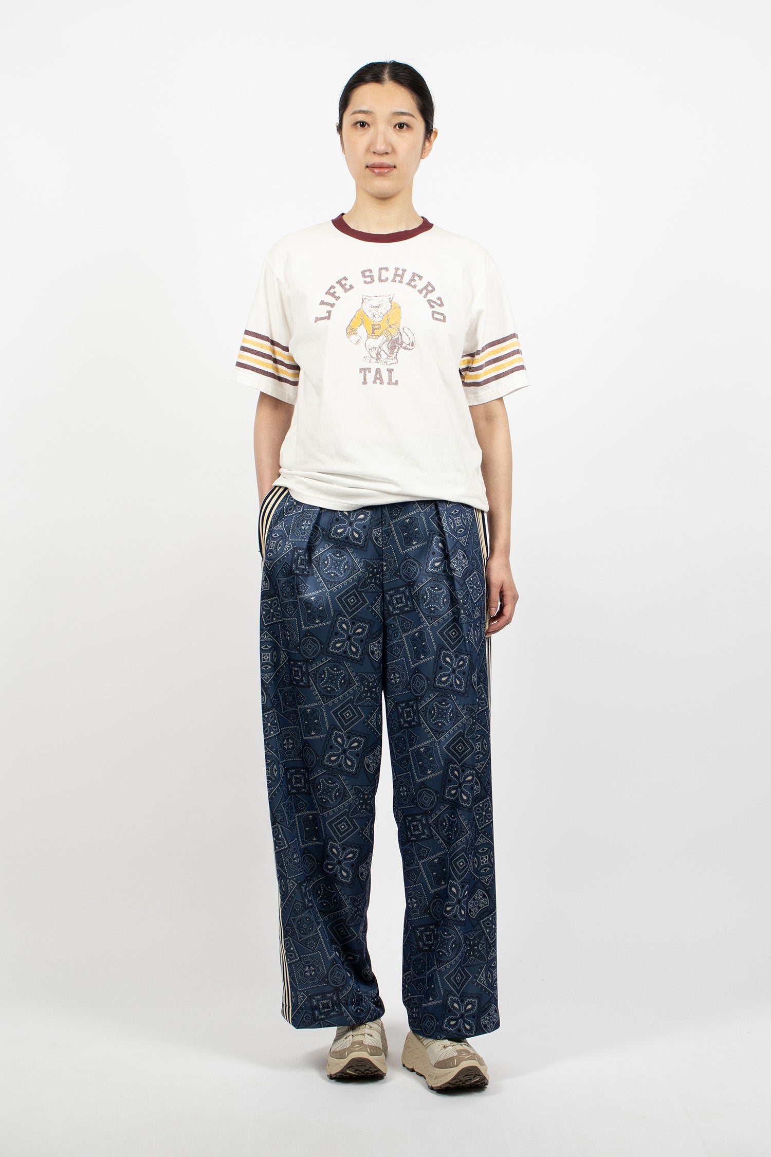 Smooth Jersey Cookie Bandana Baggy Track Pants Navy
