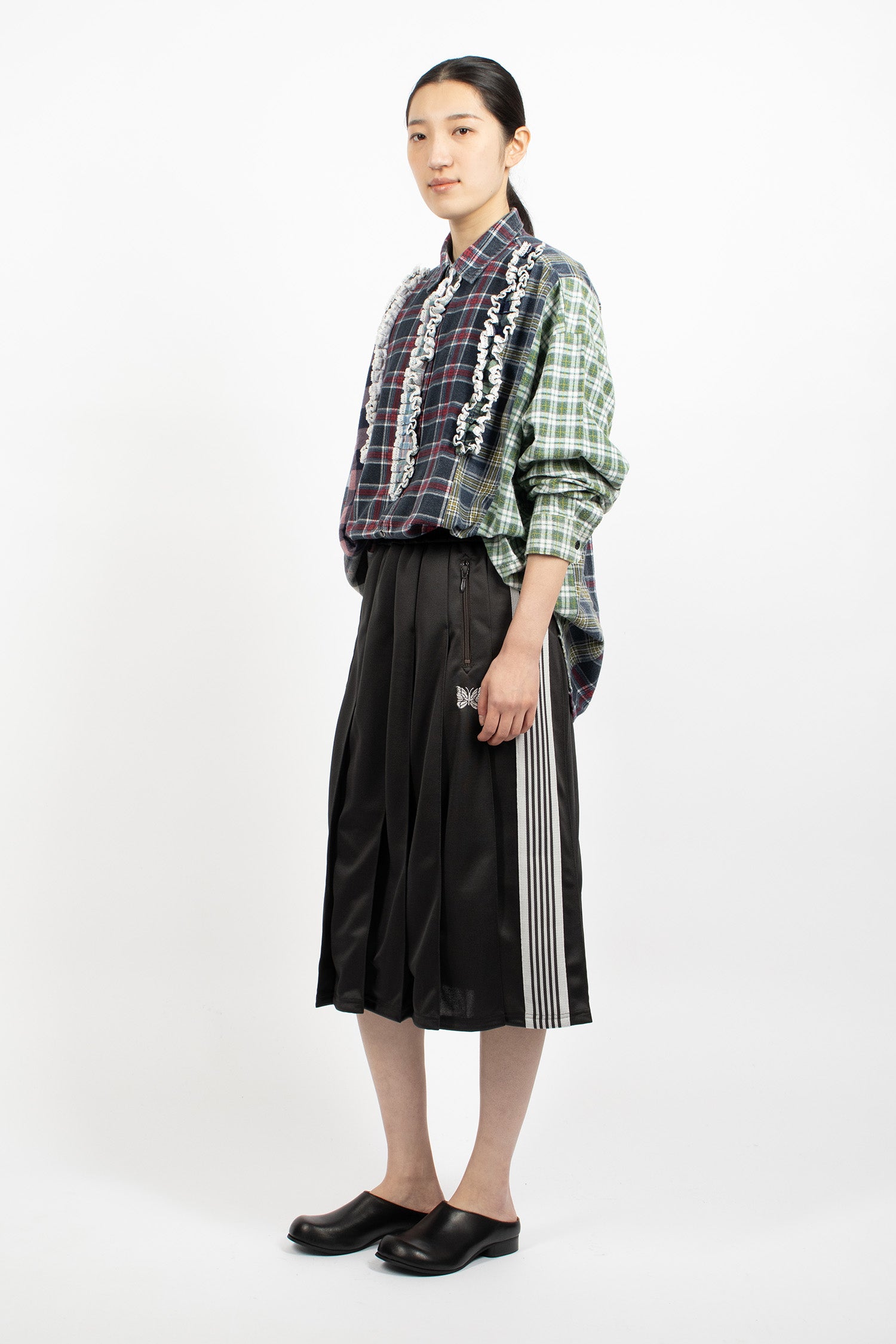 Pleated Track Skirt Charcoal/Silver