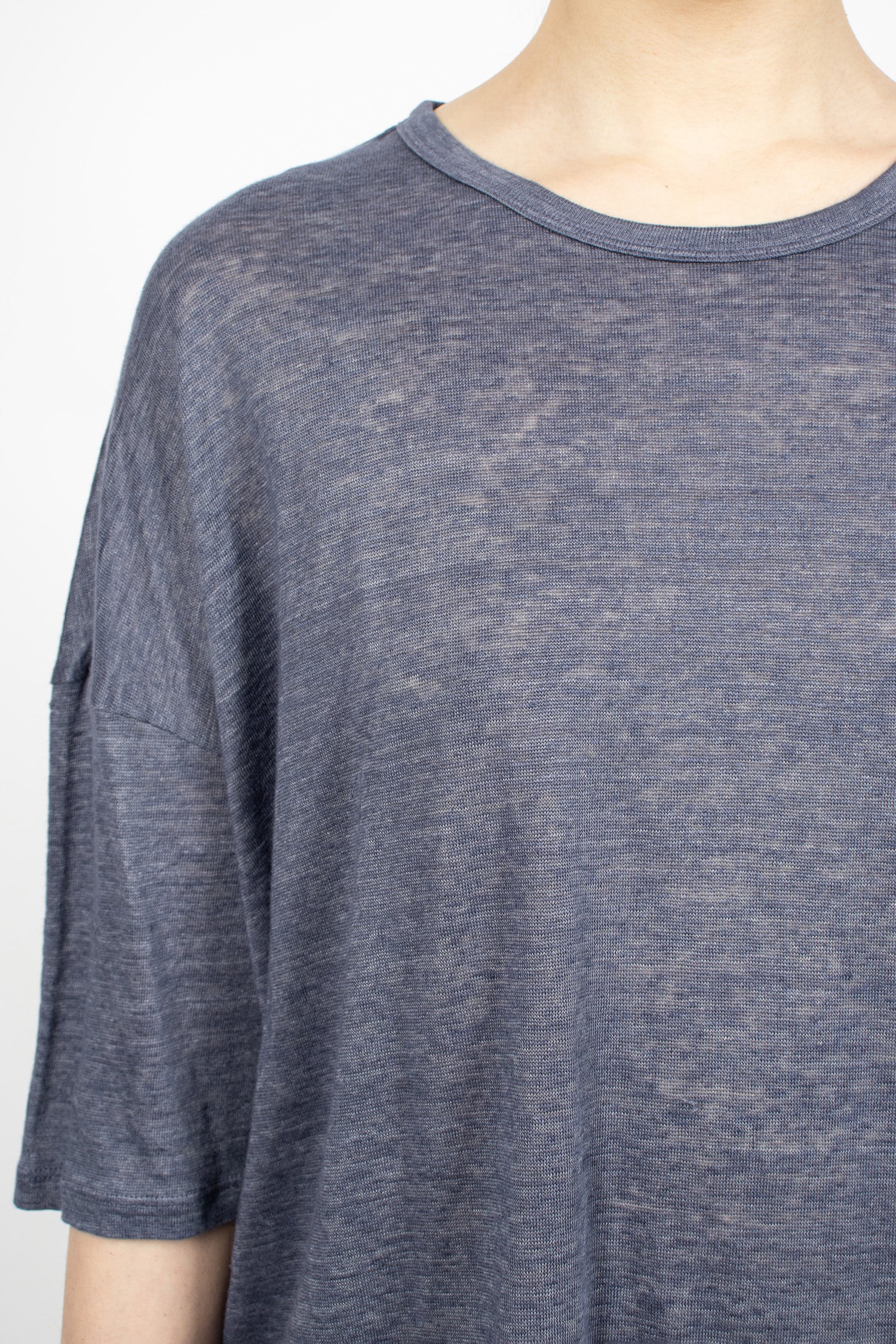 Linen Border T-Shirt Indigo