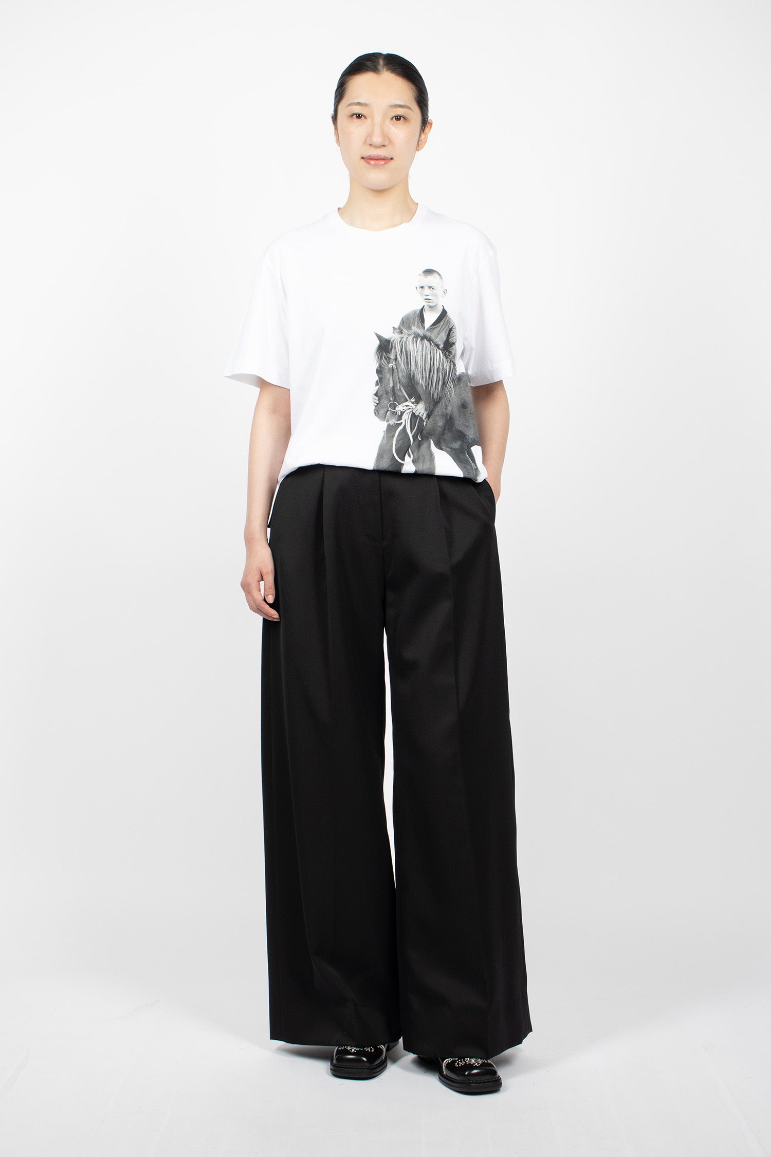 Pony Kid Print Short Sleeve T-Shirt White