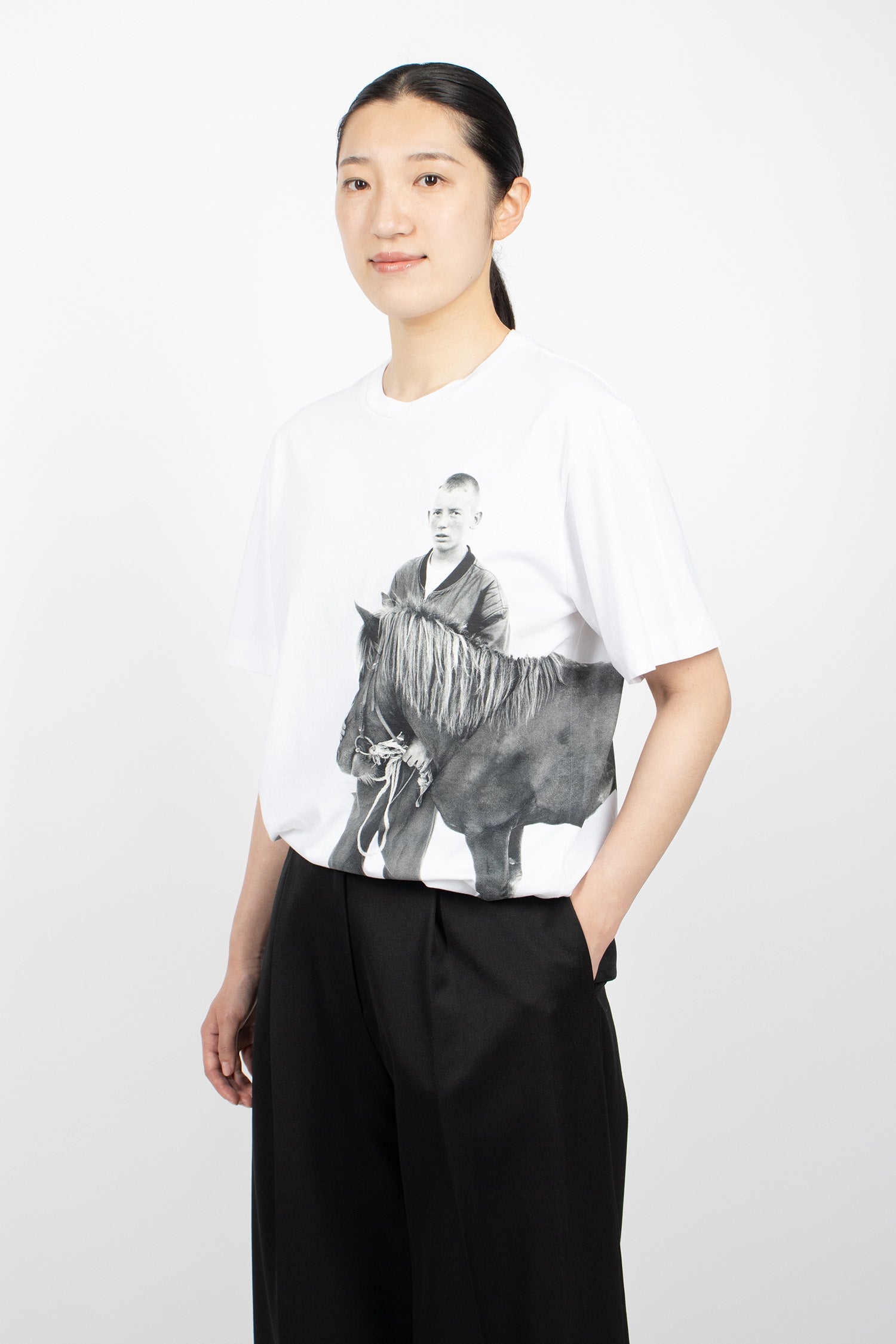 Pony Kid Print Short Sleeve T-Shirt White
