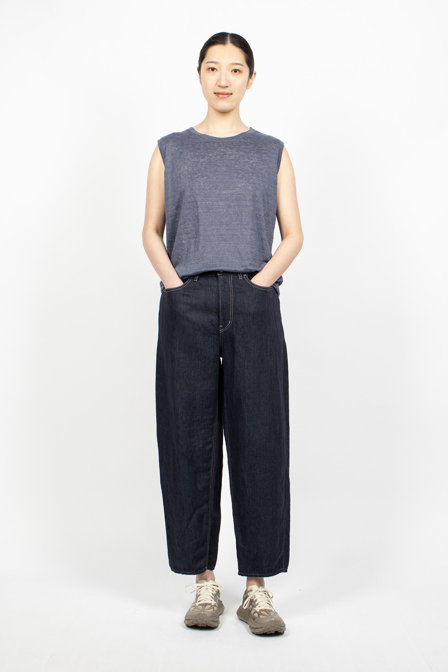Linen Plainstitch Tank Top Indigo