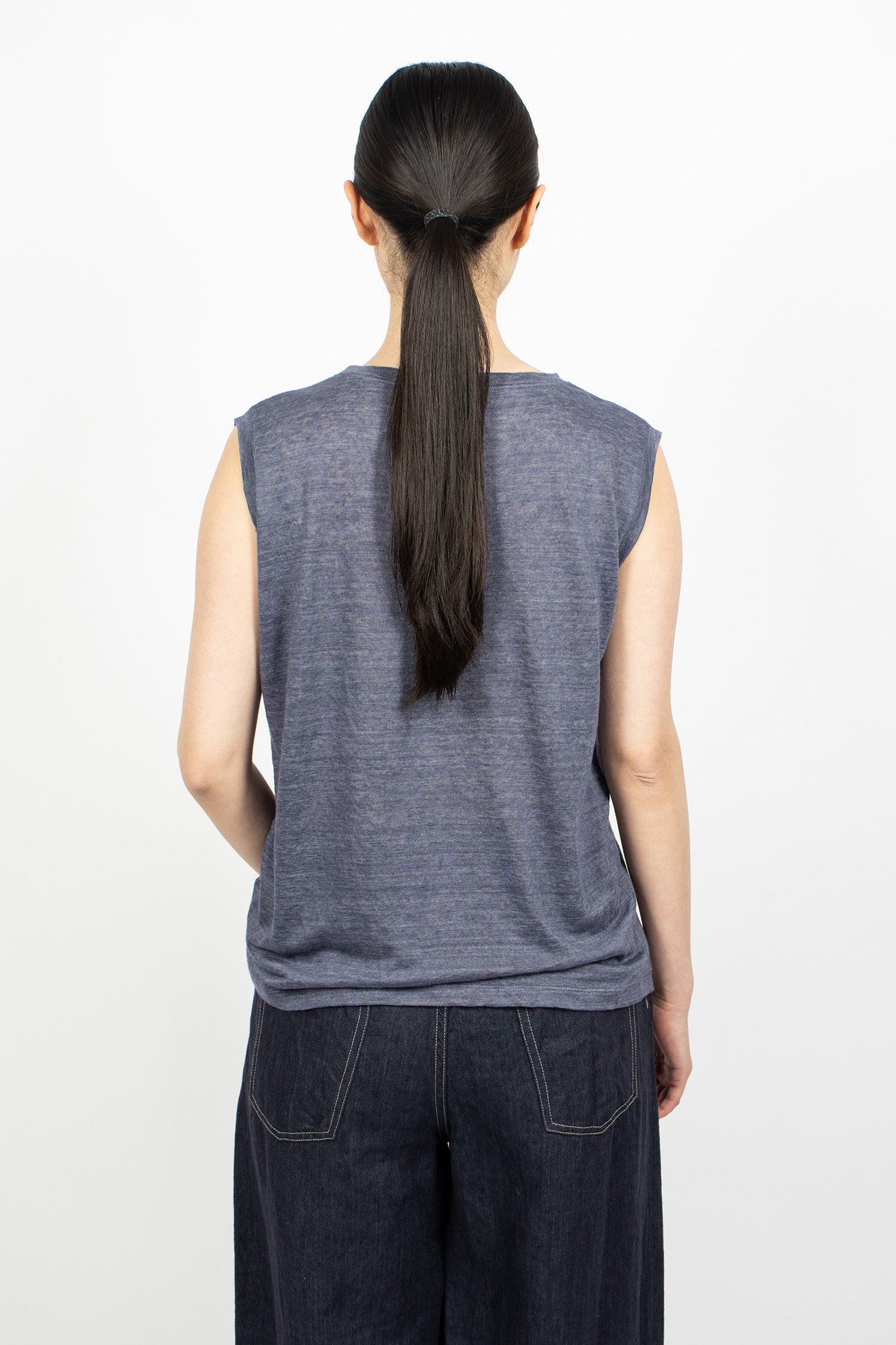 Linen Plainstitch Tank Top Indigo