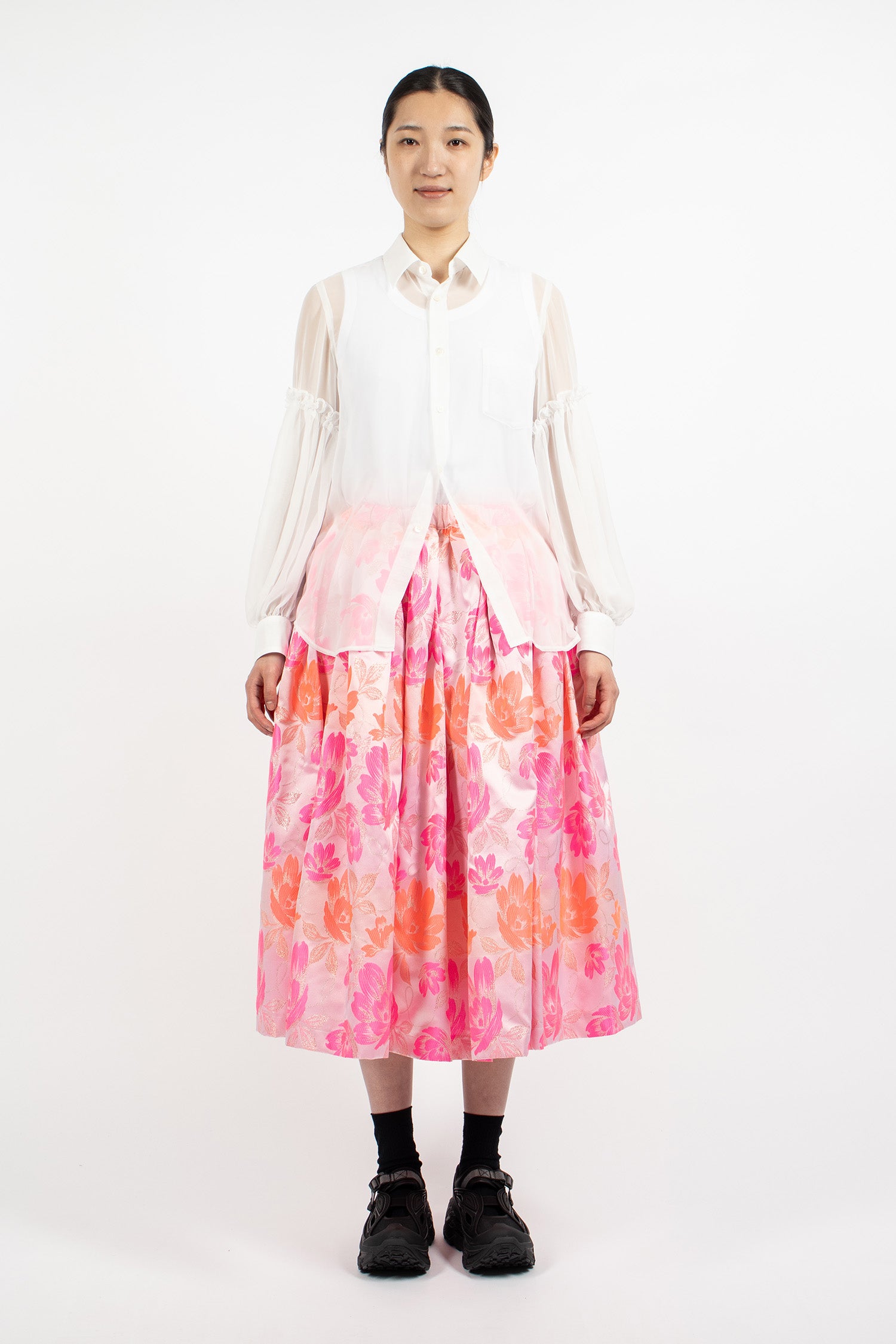 Button-Up Sheer Blouse Off-White