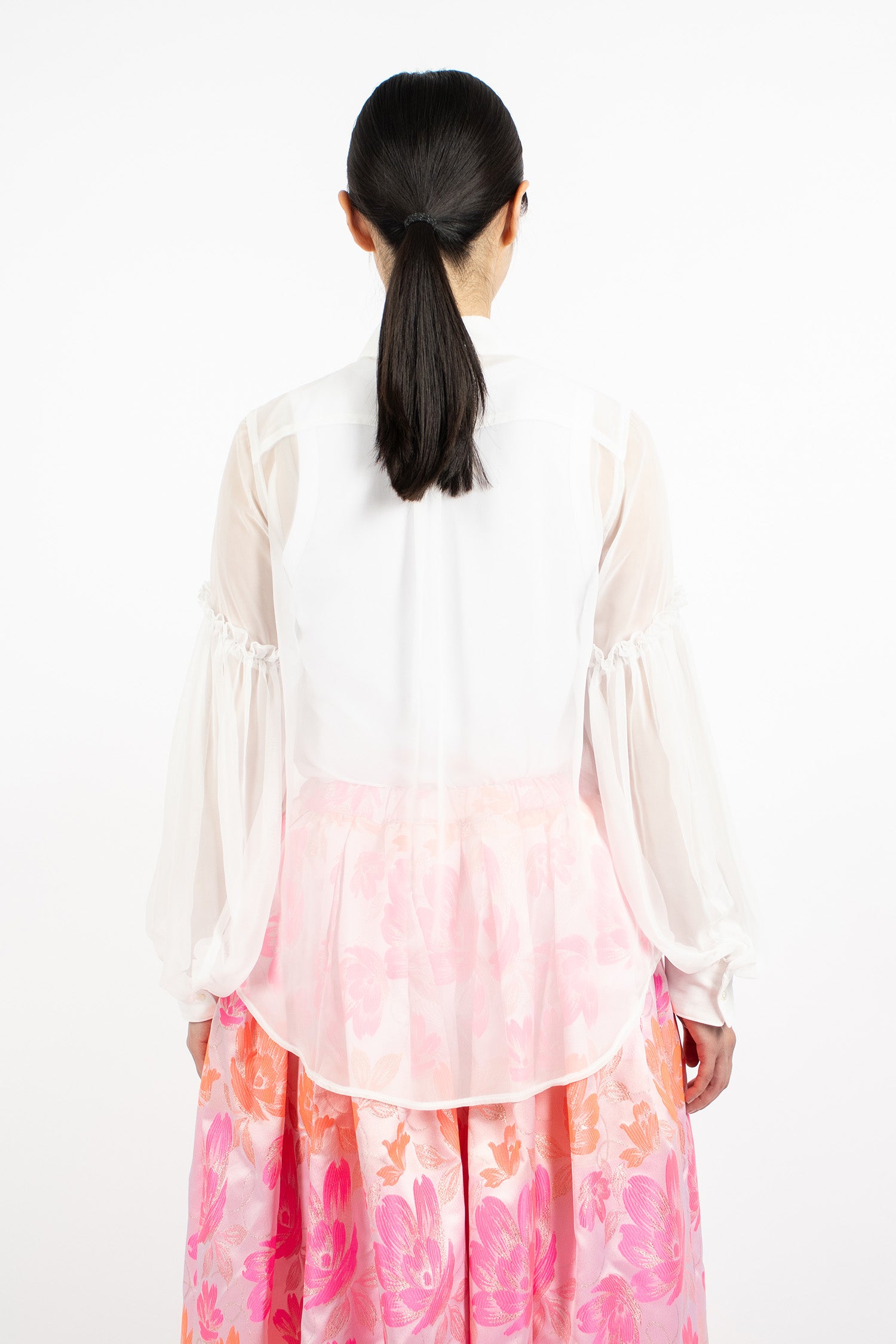 Button-Up Sheer Blouse Off-White