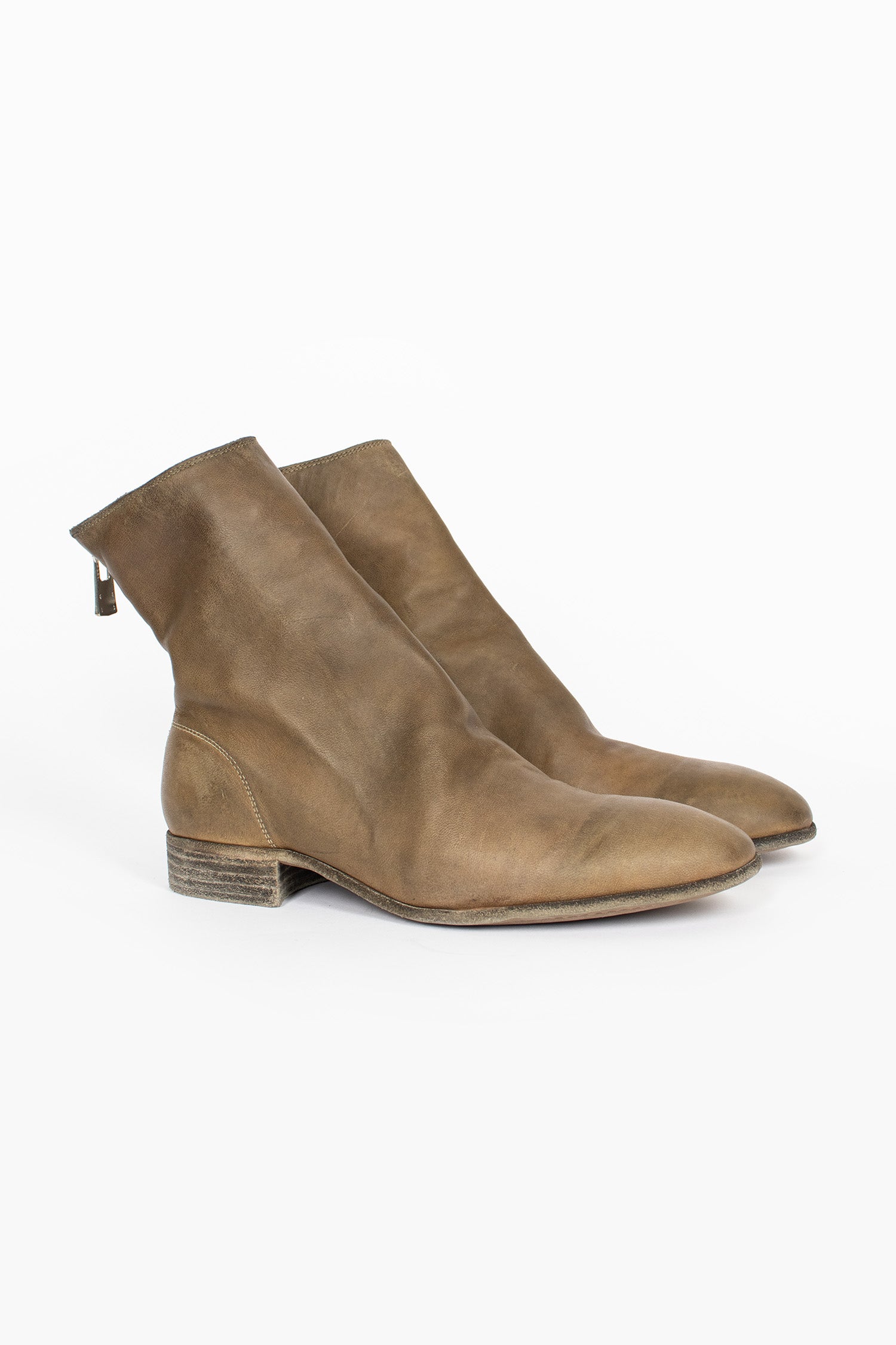 596 Full Grain Back Zip Ankle Boots CV177T Olive