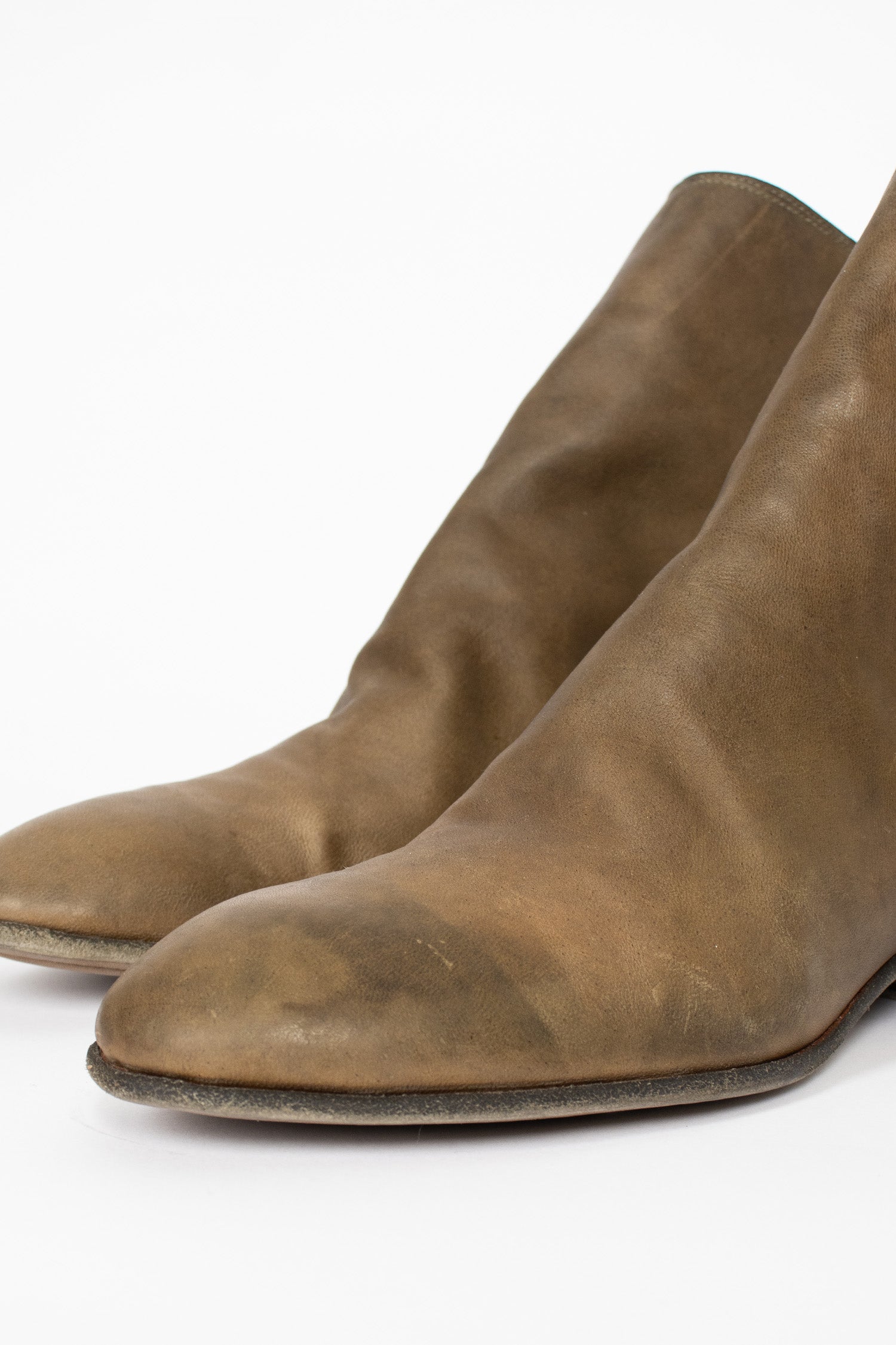 596 Full Grain Back Zip Ankle Boots CV177T Olive