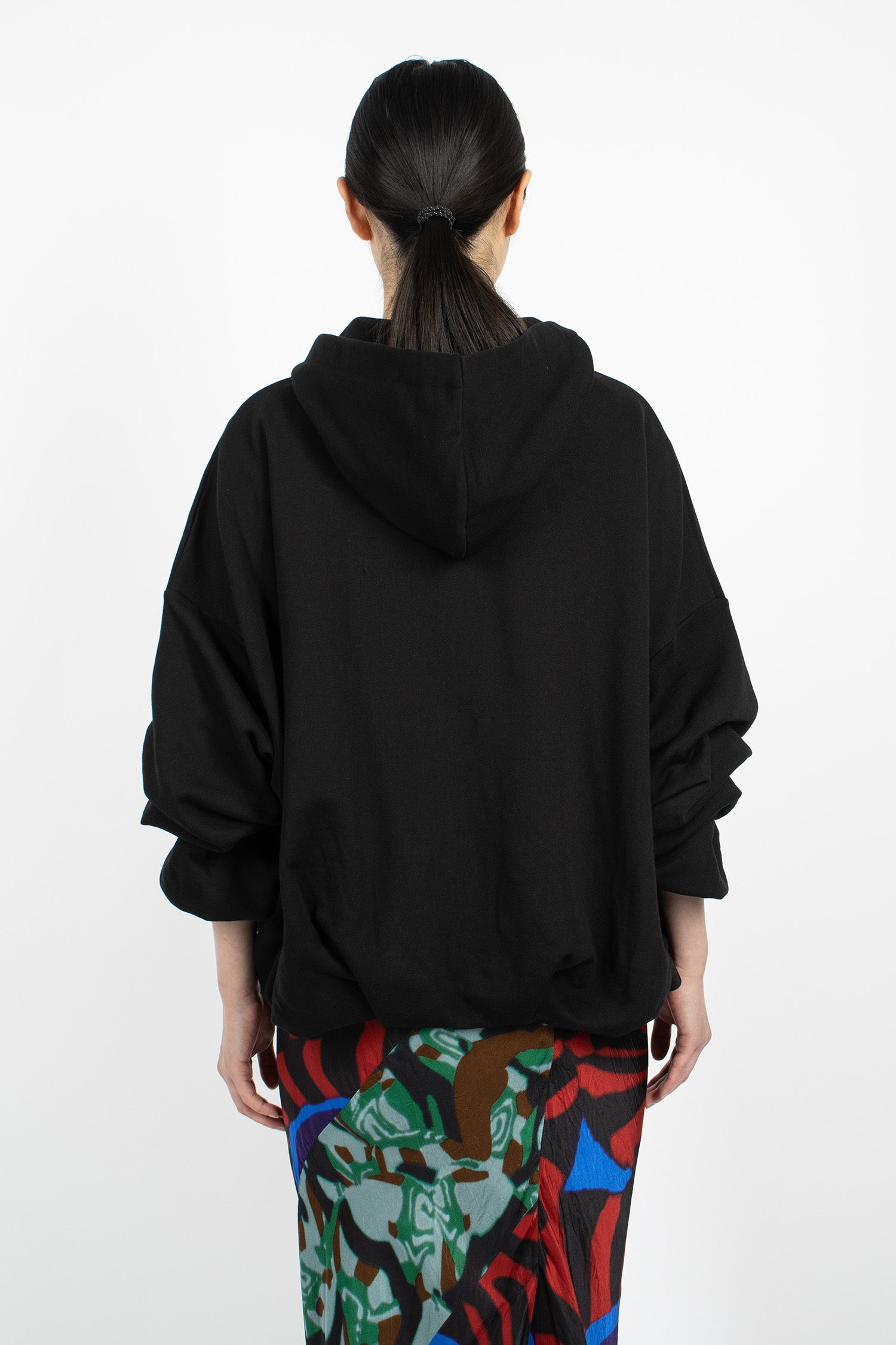 Draped Hooded Sweat Jacket Black