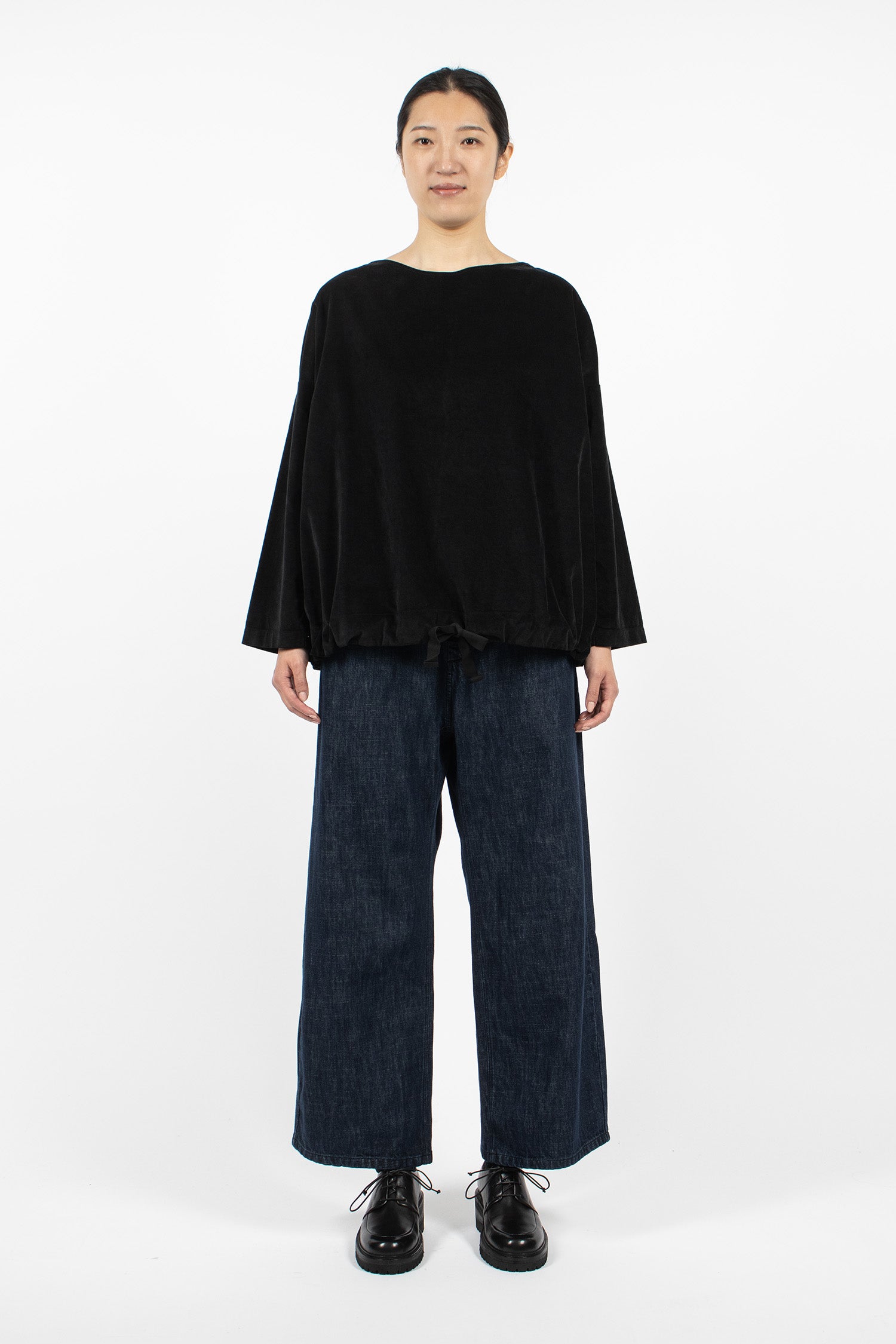 12167 Drawstring-Hem T-Shirt V Black