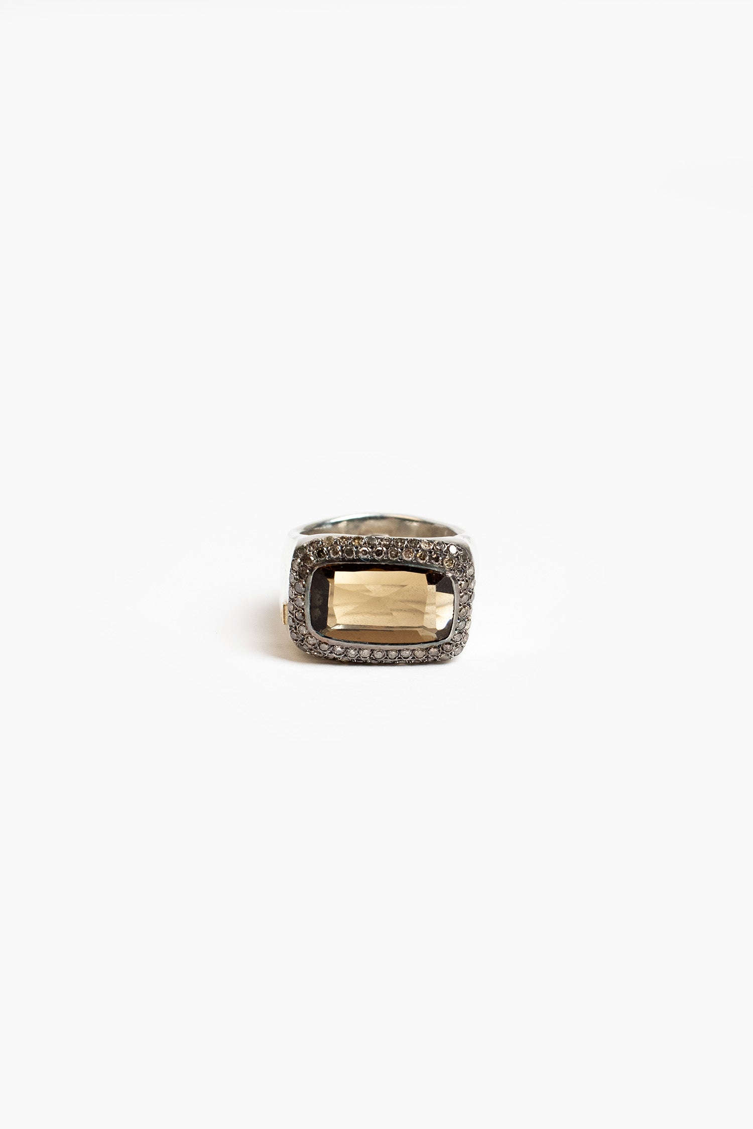 Nasila Silver Ring Honey Quartz/Cognac Diamond