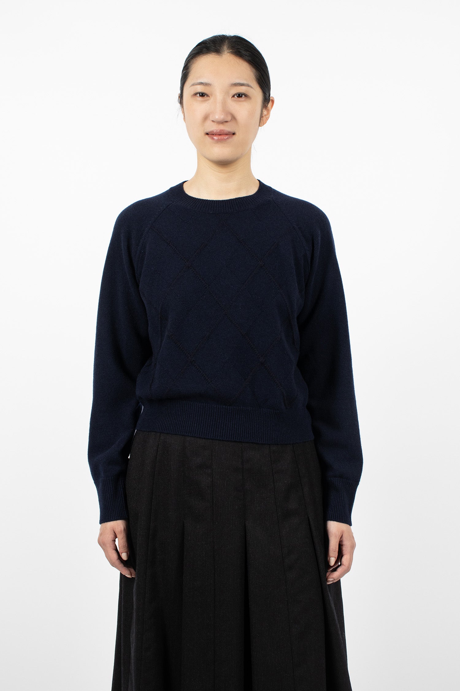 Textured Argyle Jumper Navy