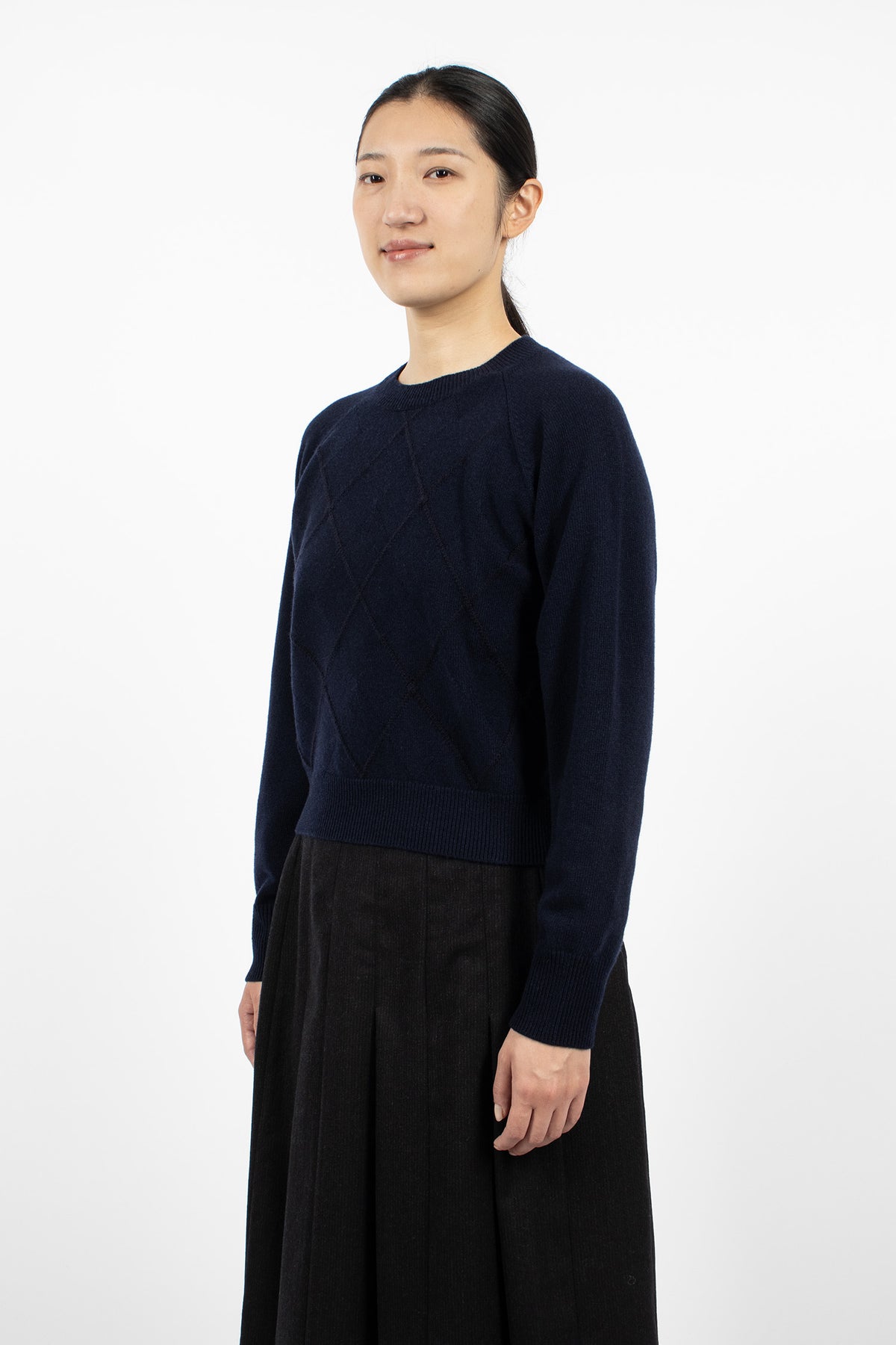 Textured Argyle Jumper Navy