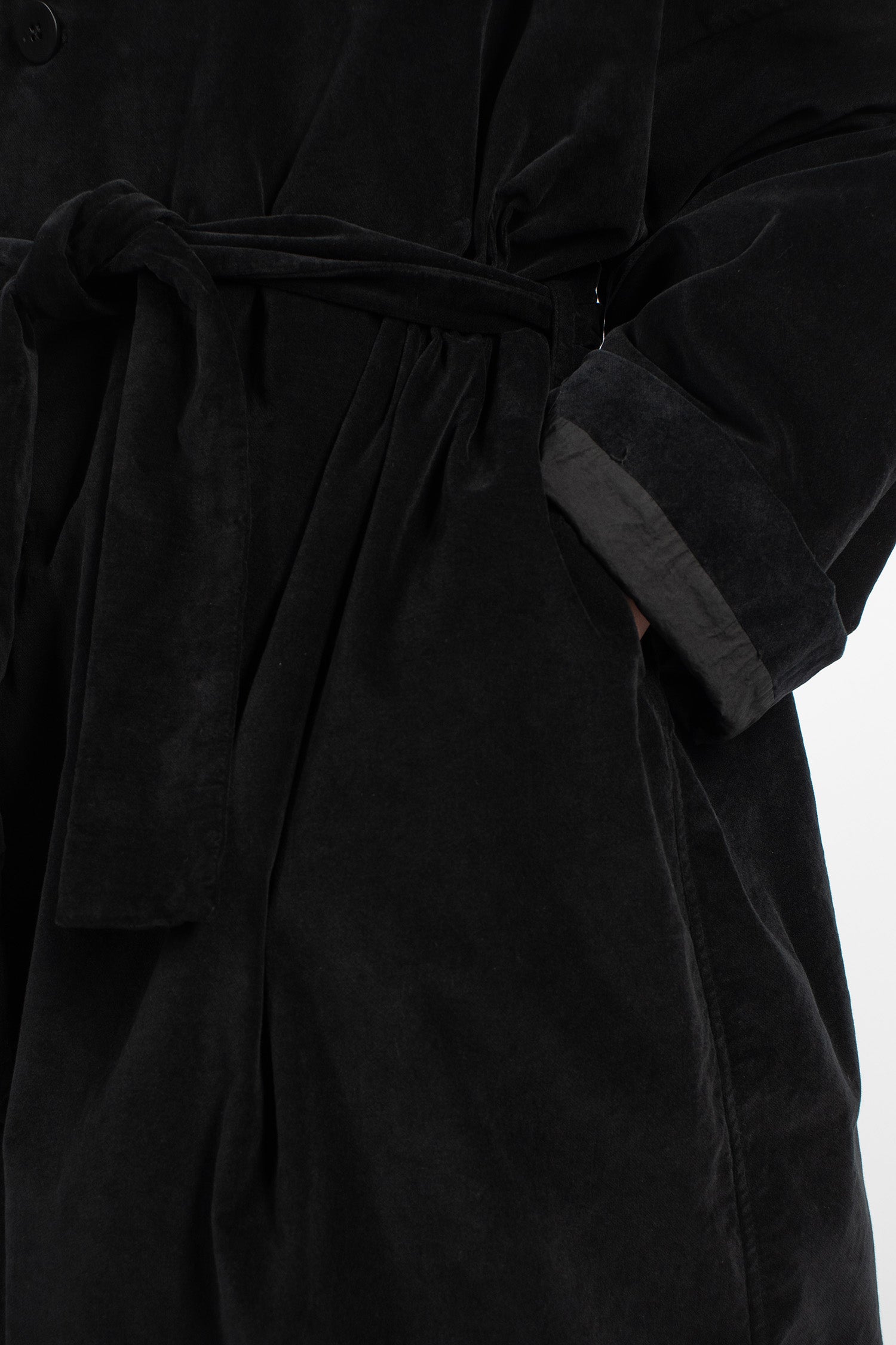 U4554 Belted Loose Coat V Black
