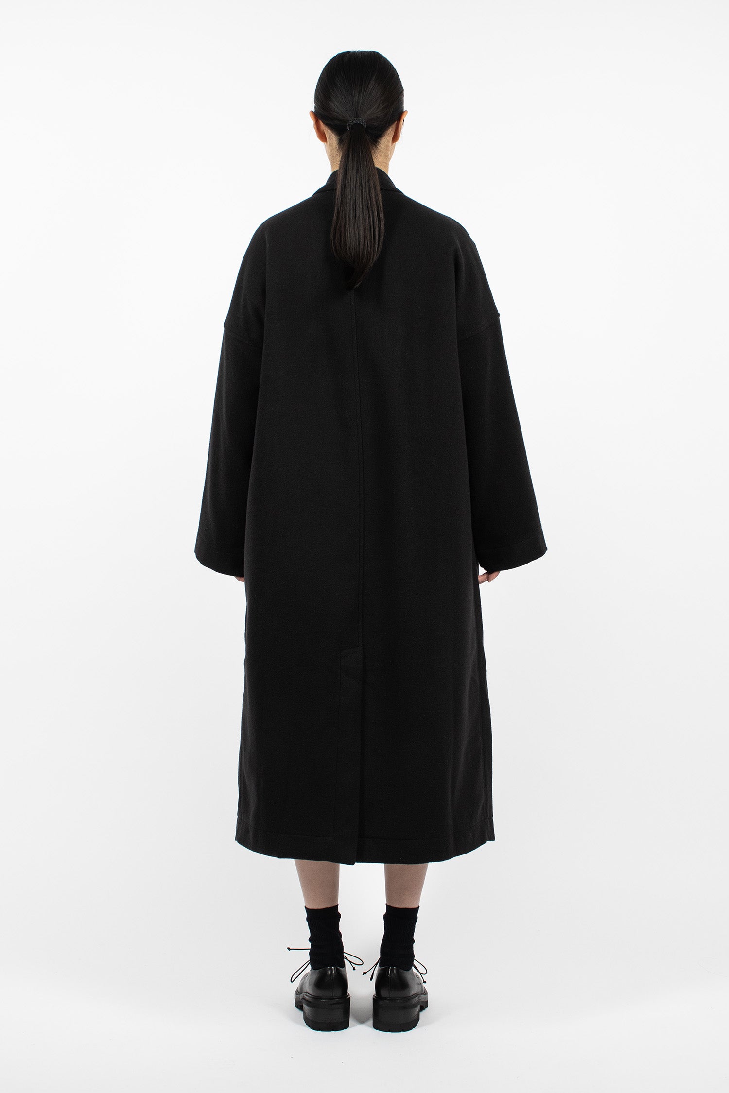 U4559 Soft Long Coat Black