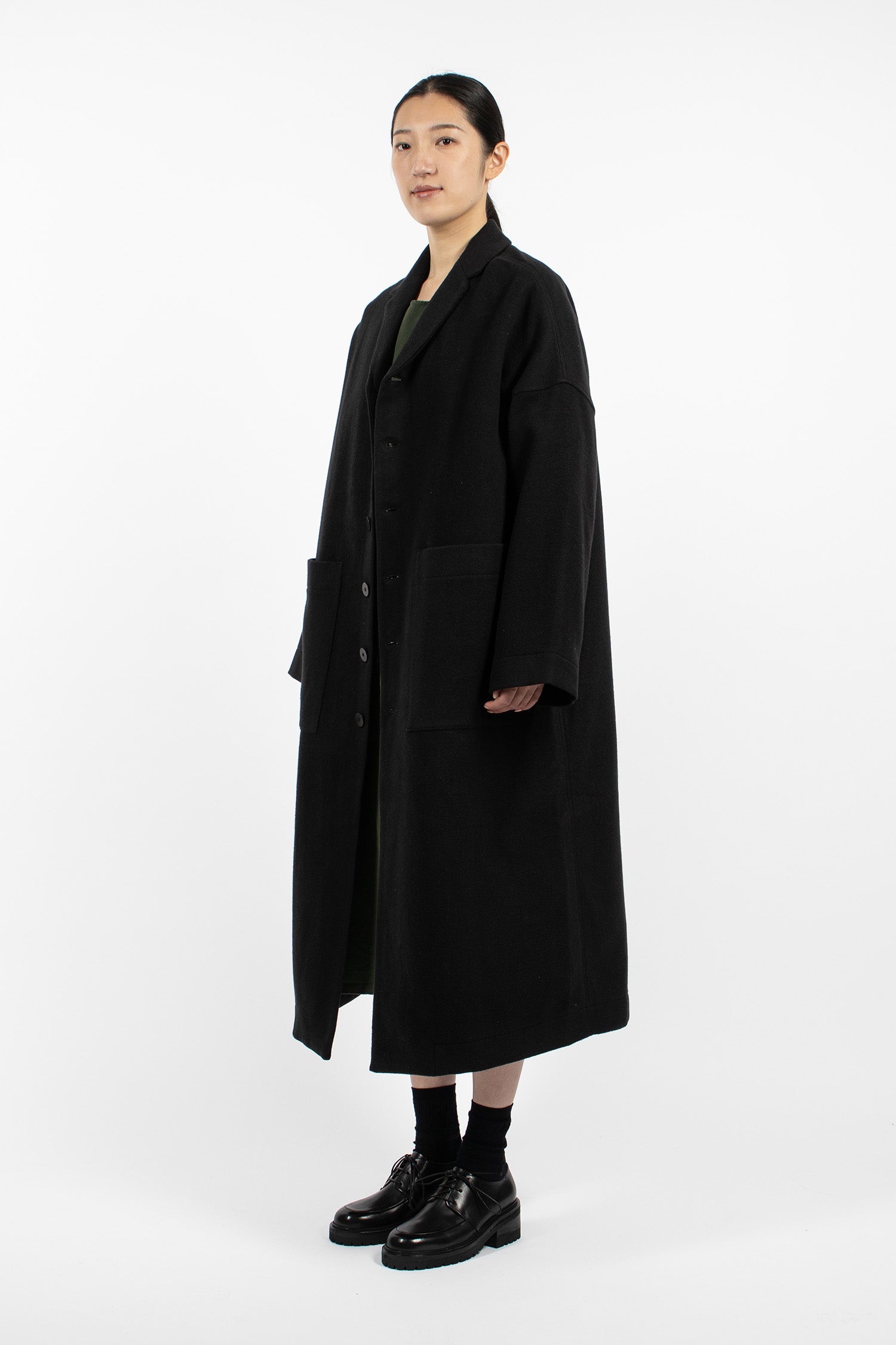 U4559 Soft Long Coat Black