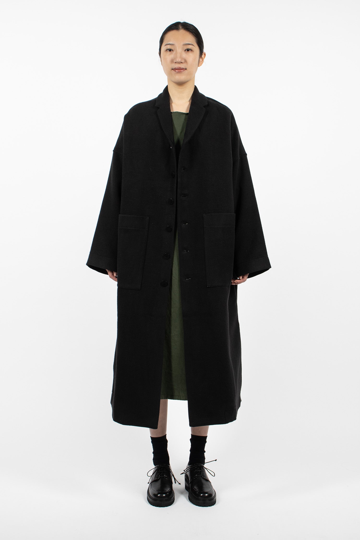 U4559 Soft Long Coat Black