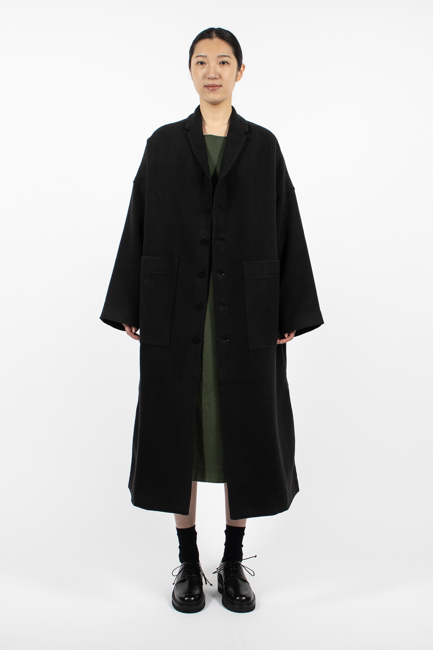 U4559 Soft Long Coat Black