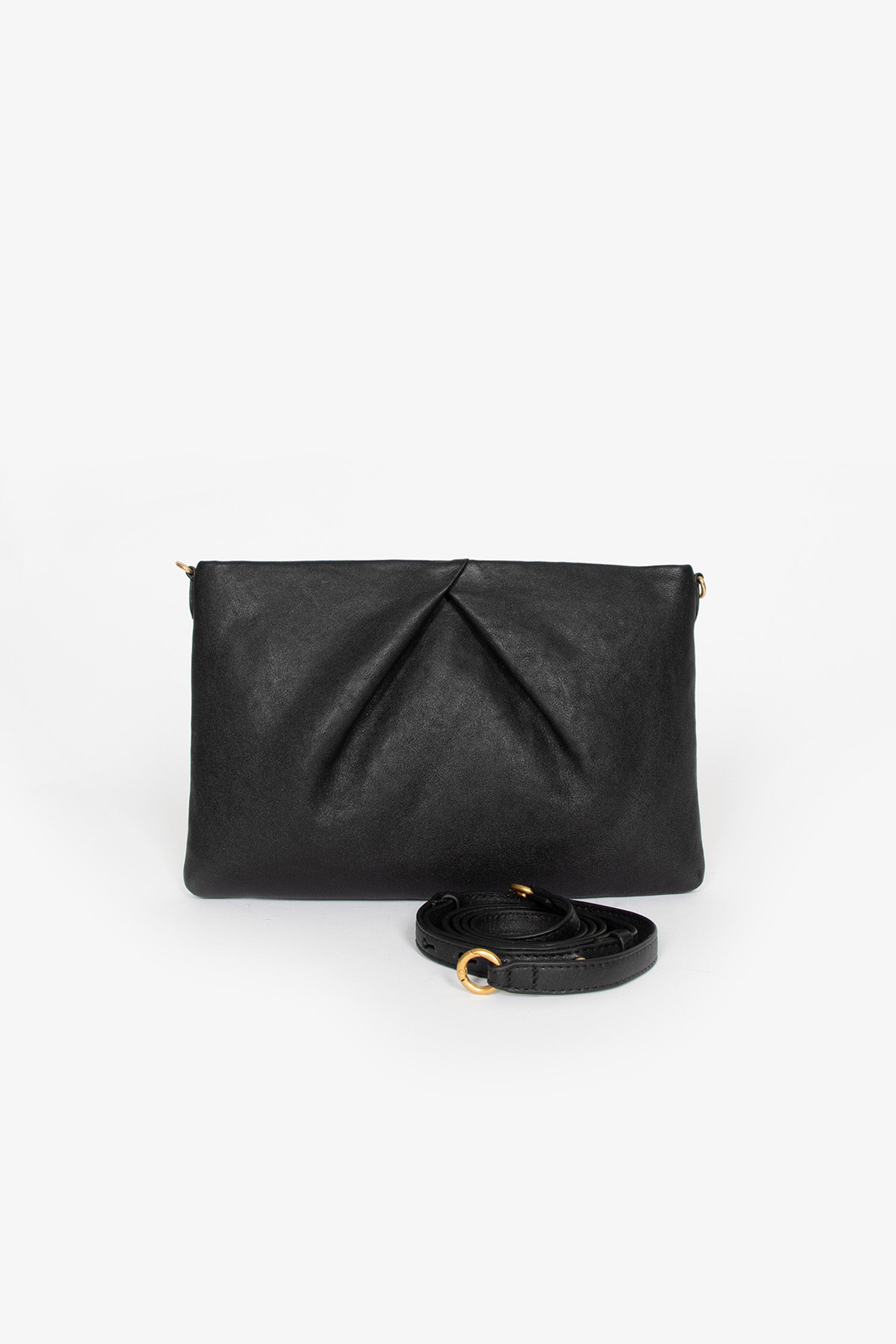 Lamb Leather Crossbody Pouch Black