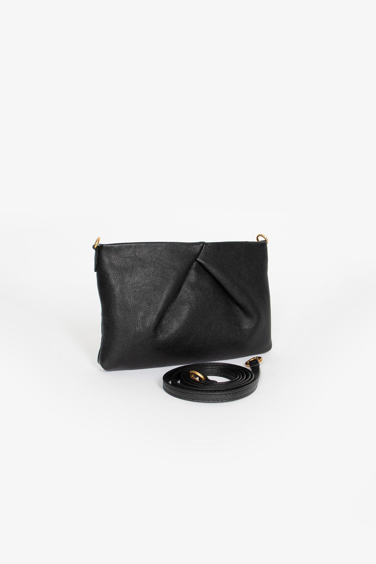 Lamb Leather Zip Pouch Black